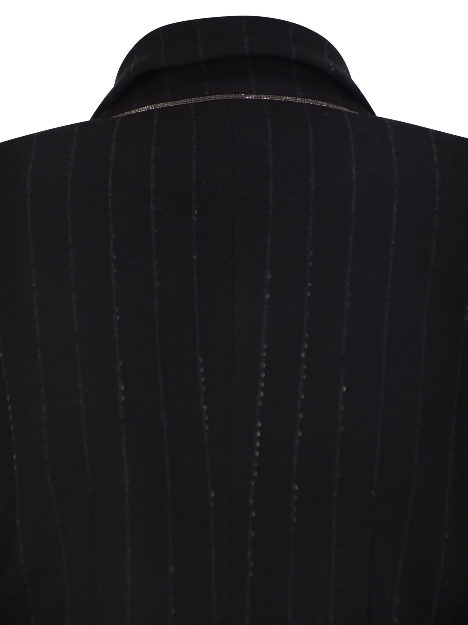 Brunello Cucinelli Double-Breasted Pinstripe Blazer With Se
