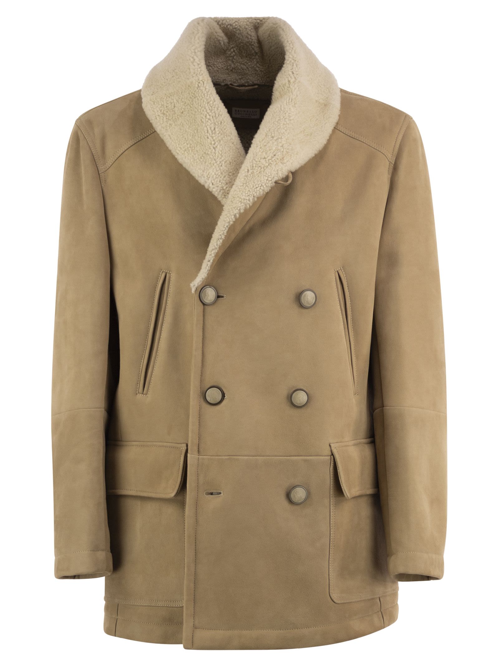 Brunello Cucinelli Double-Breasted Shearling Coat