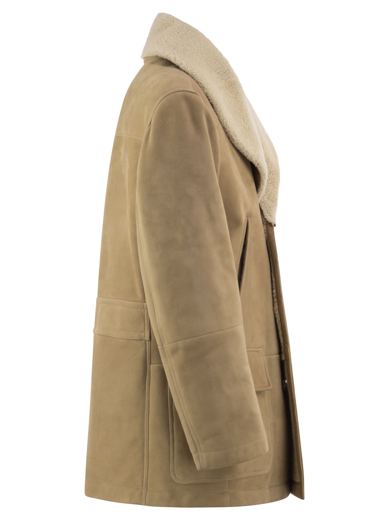 Brunello Cucinelli Double-Breasted Shearling Coat