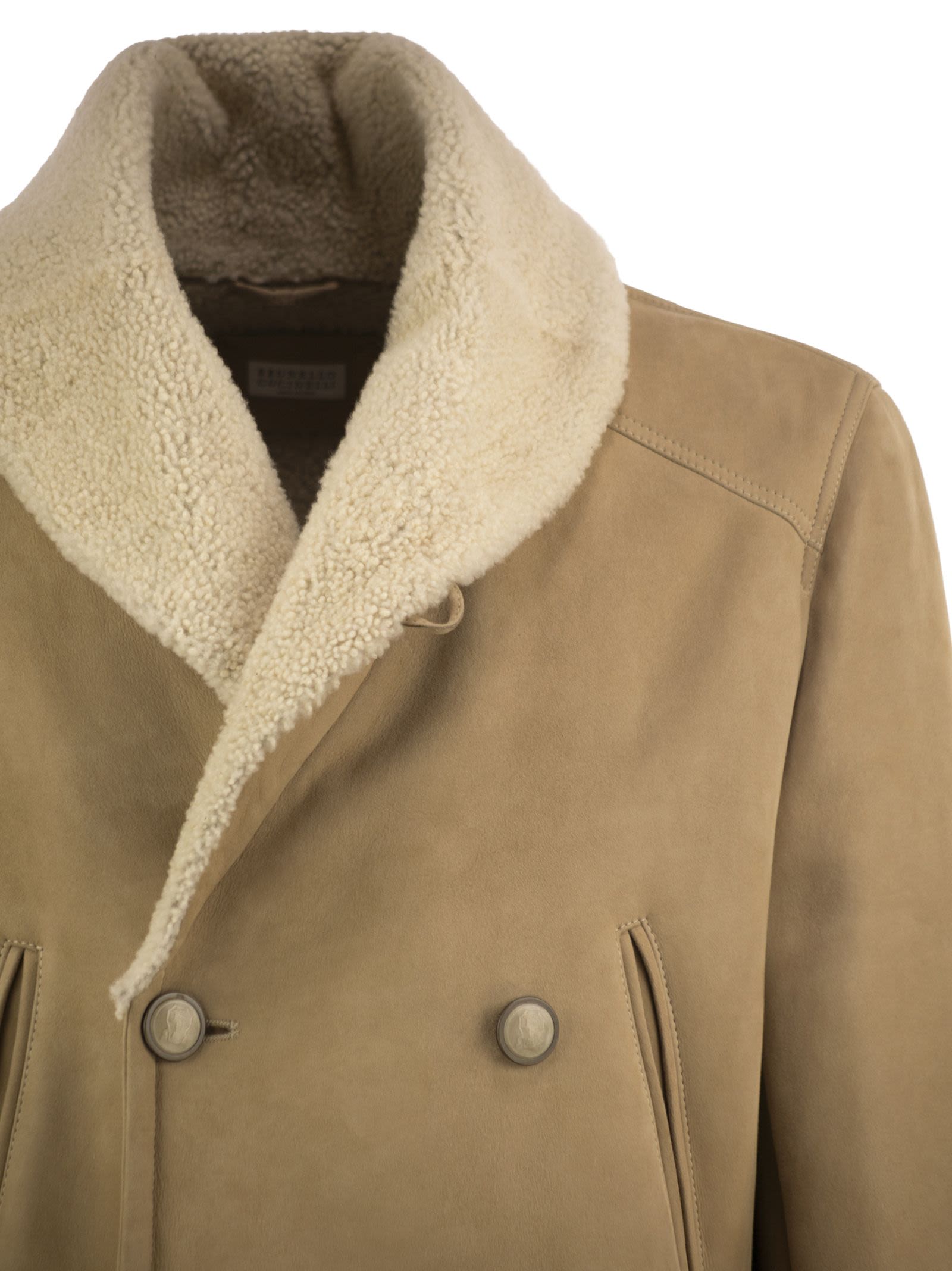 Brunello Cucinelli Double-Breasted Shearling Coat