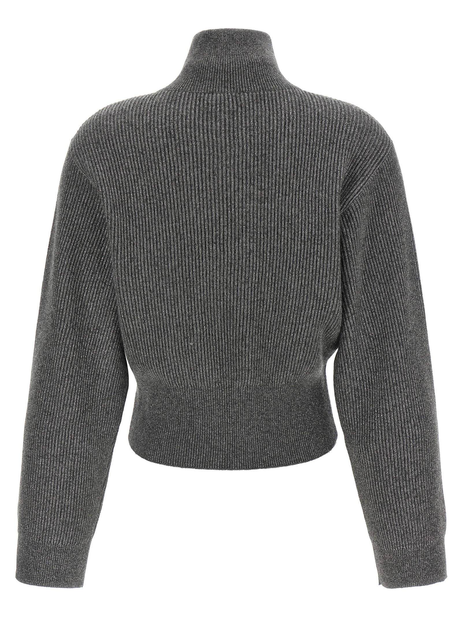 Brunello Cucinelli Ribbed Cardigan With Leather Detail