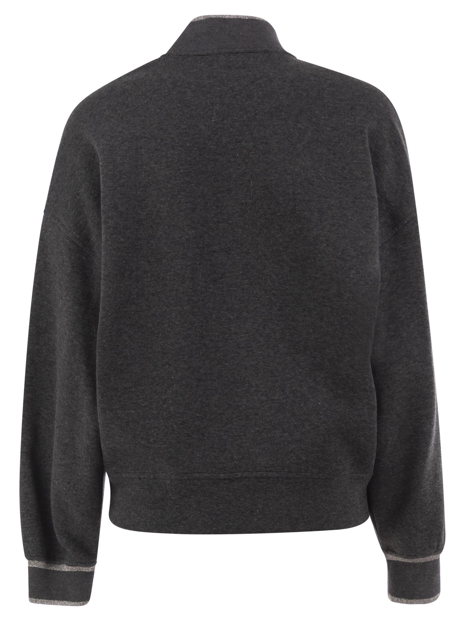 Brunello Cucinelli Technical Jersey Bomber With Luminous Kn