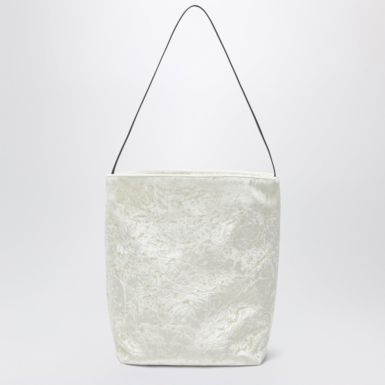 Valesque Bucket Tote Bag In White Velvet