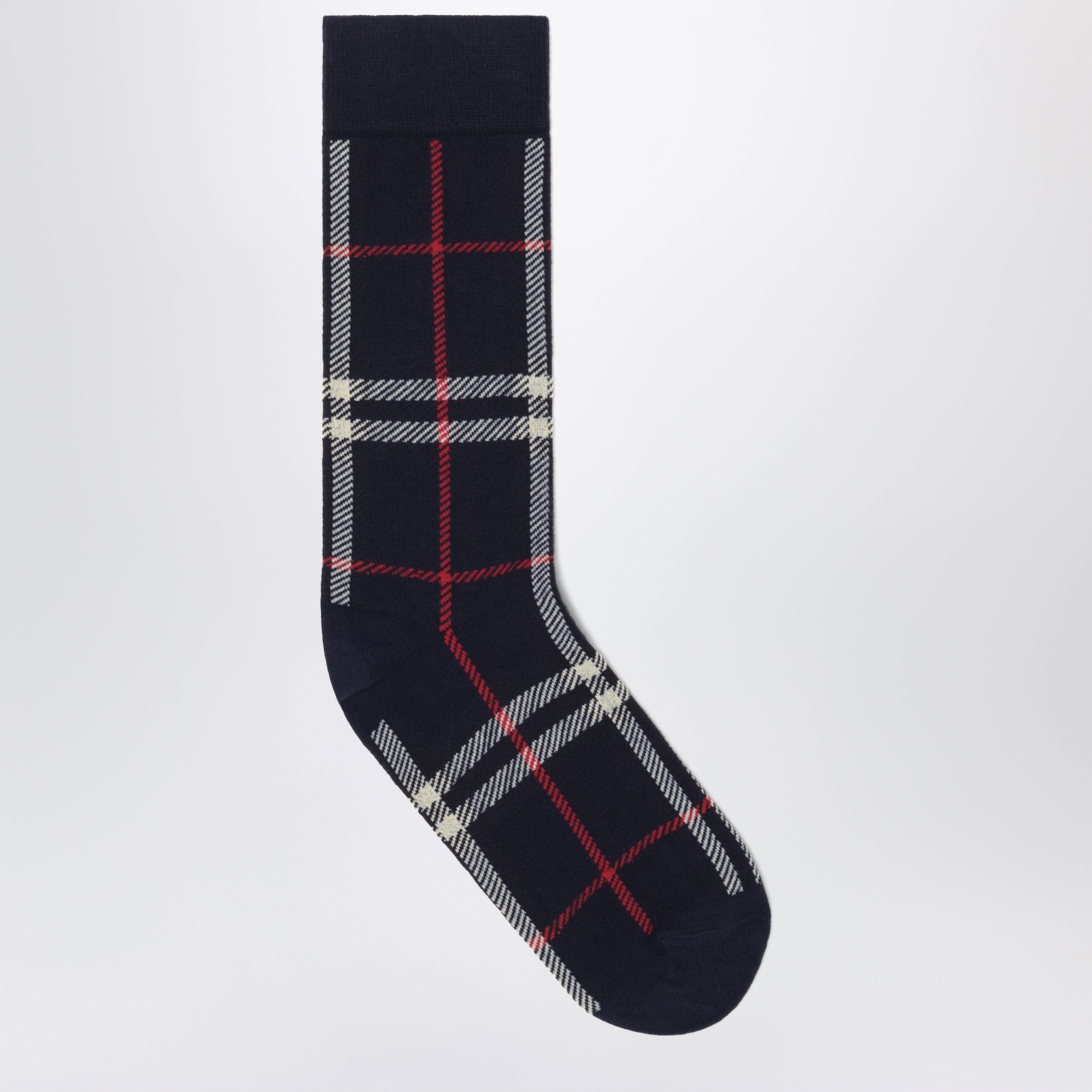 Burberry Blue Check-Pattern Socks In Cashmere And