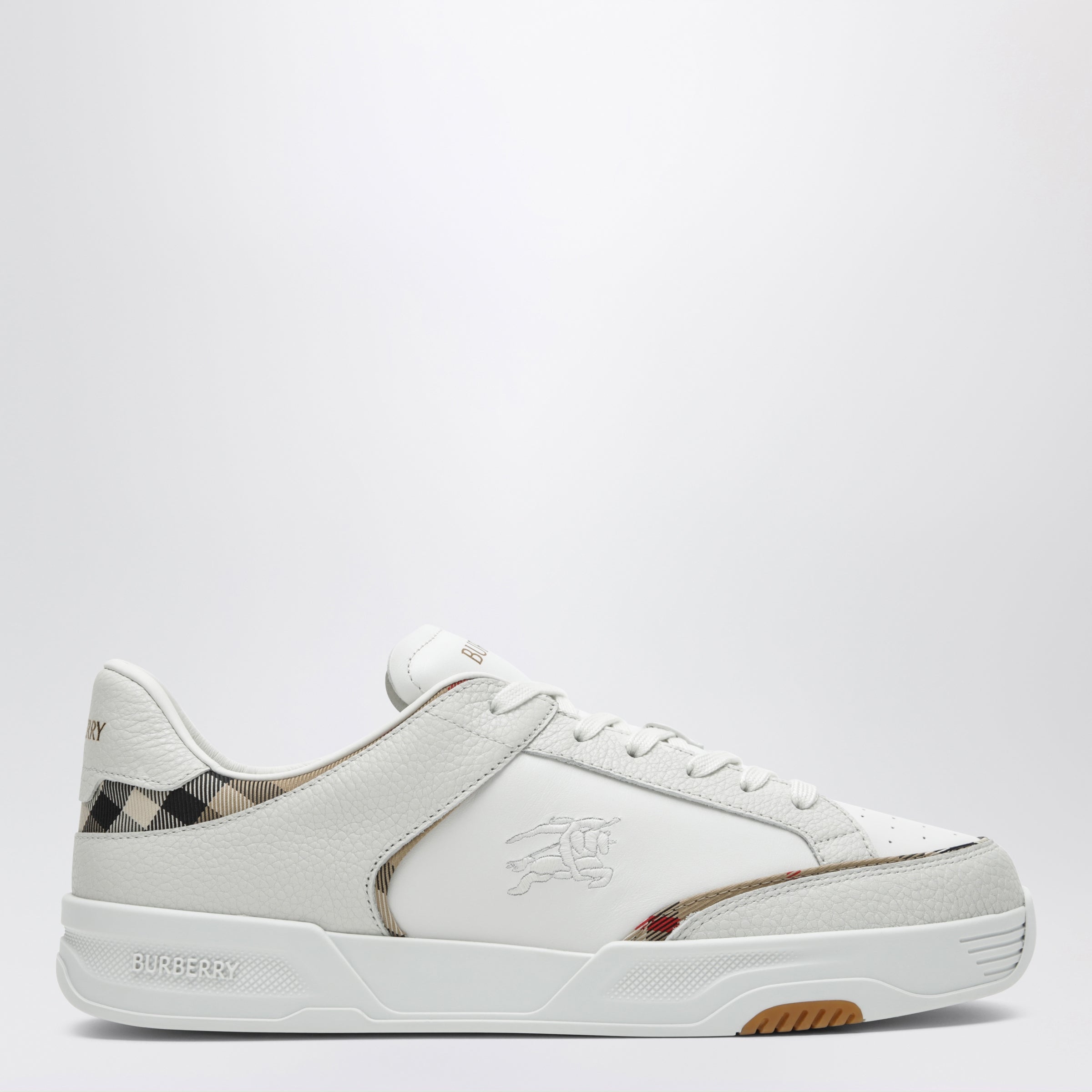 Burberry White And Beige Harrow Sneakers In Leath