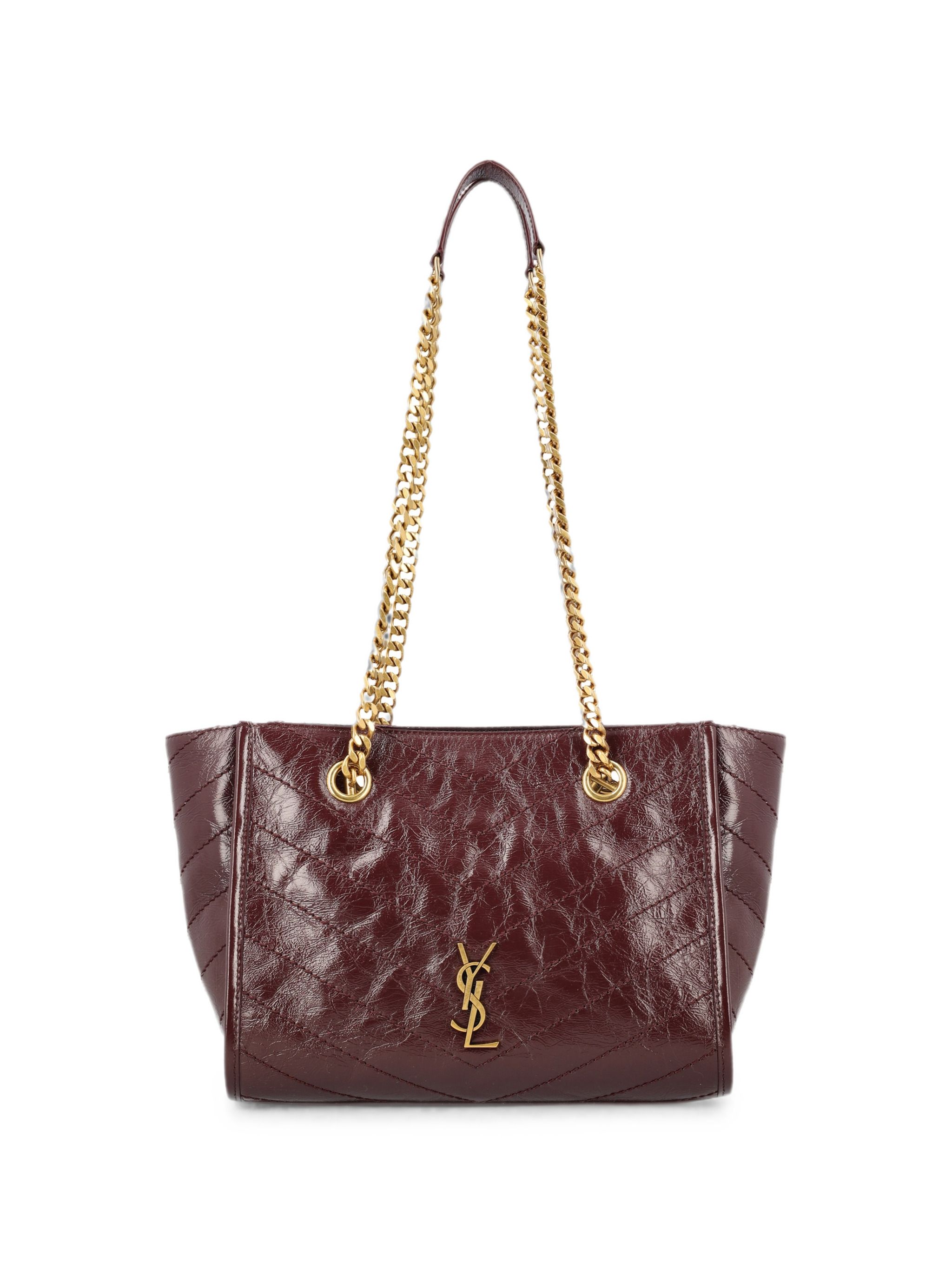Saint Laurent Burgundy Leather Small Niki Shoulder Bag