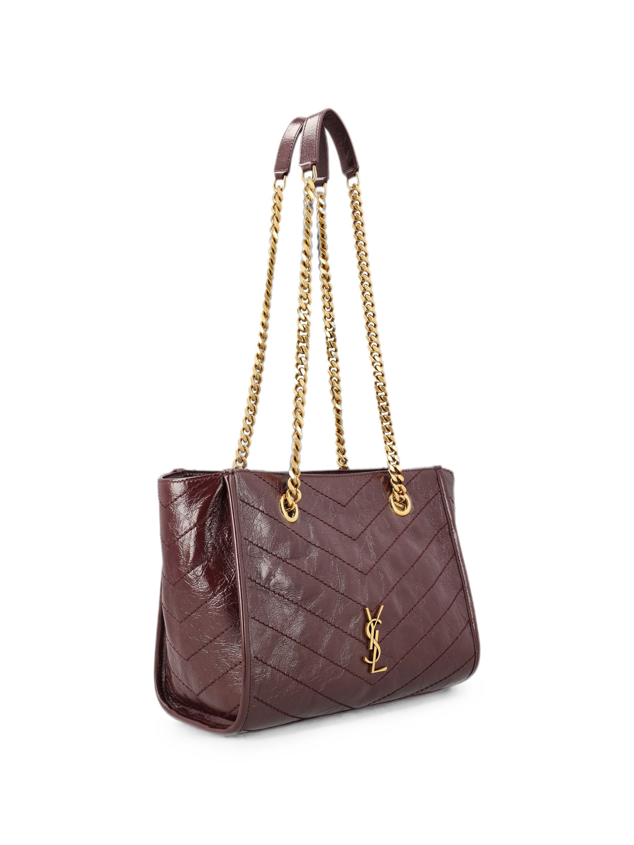 Saint Laurent Burgundy Leather Small Niki Shoulder Bag