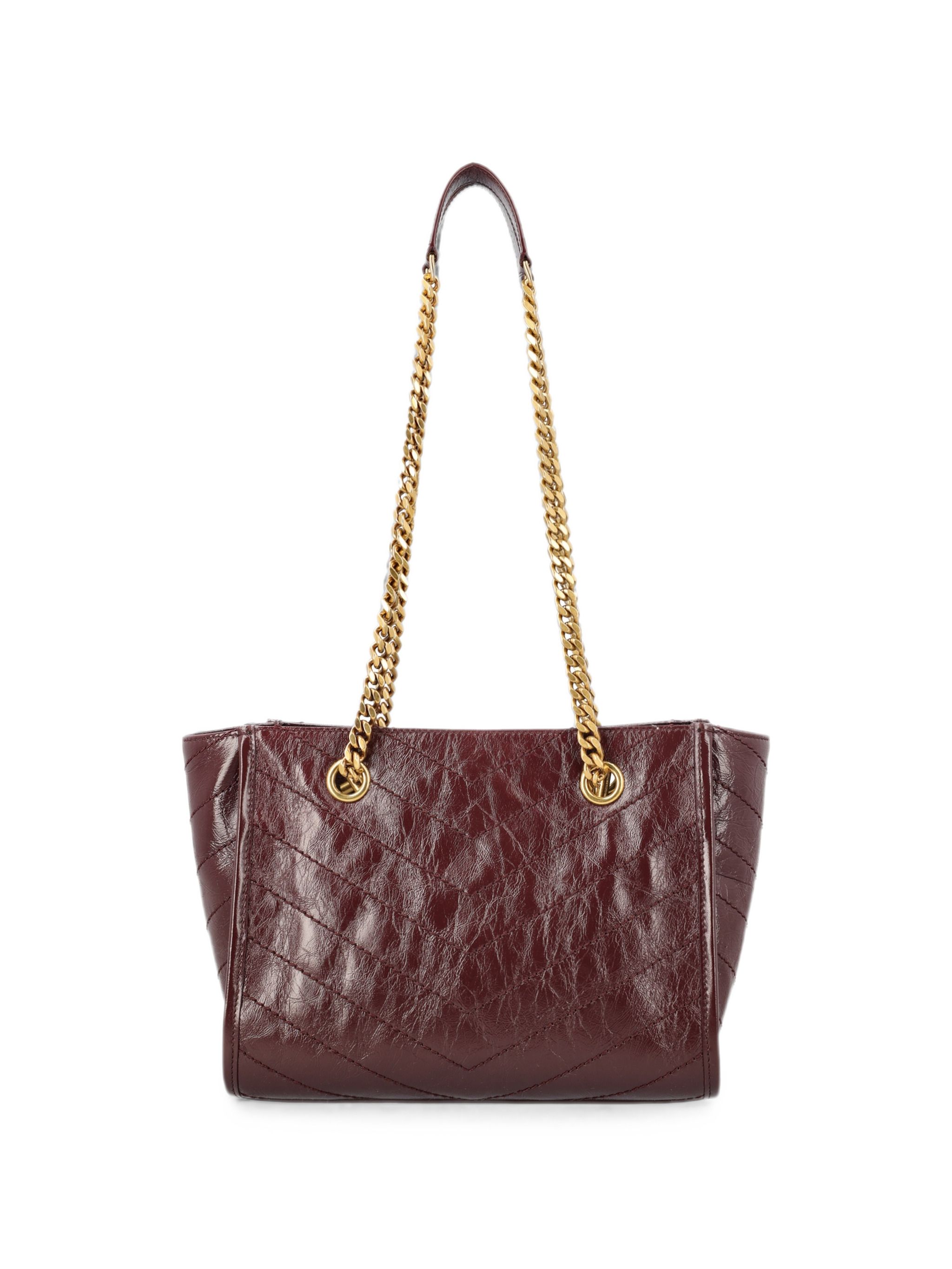 Saint Laurent Burgundy Leather Small Niki Shoulder Bag