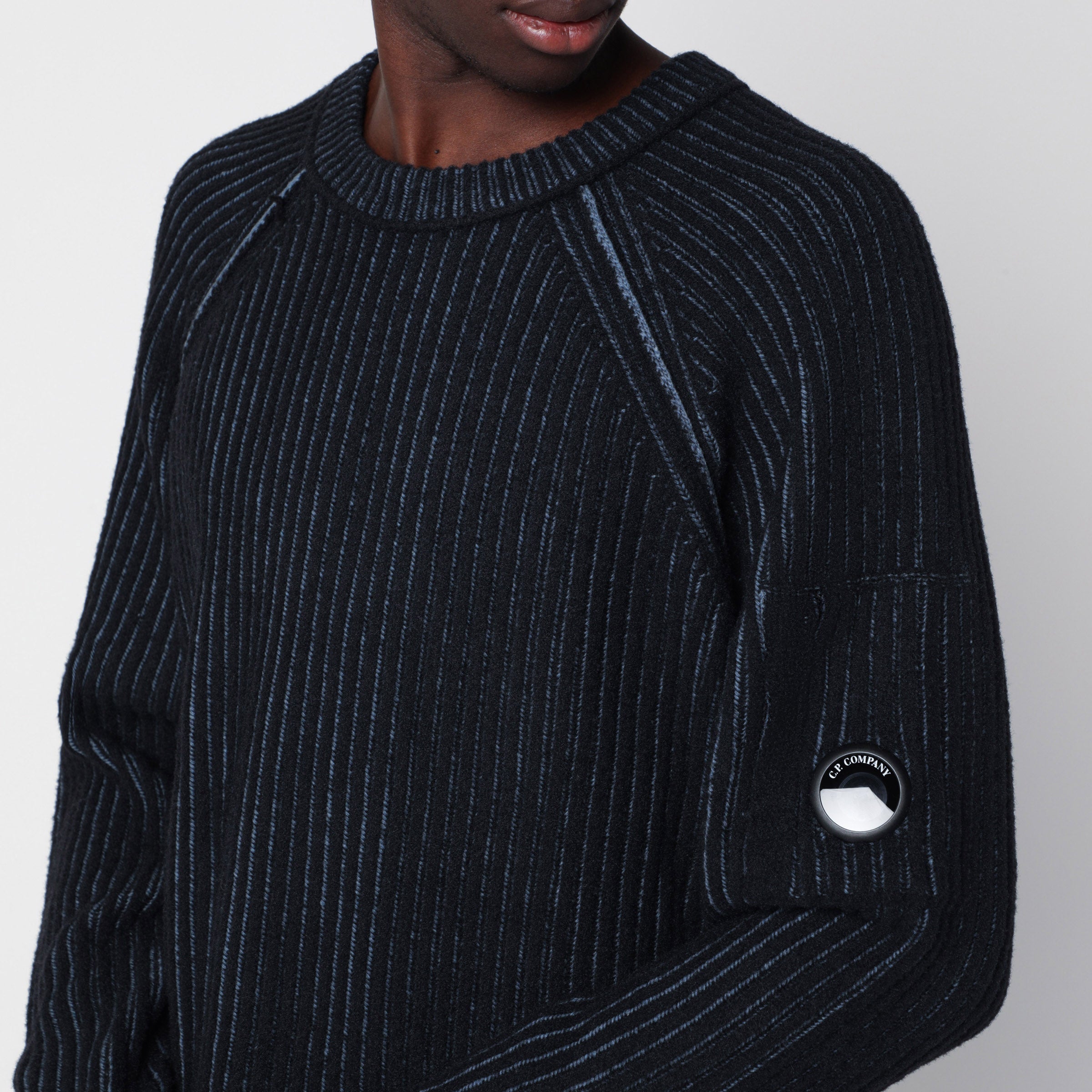 C.P. Company Blue Ribbed Cotton Sweater