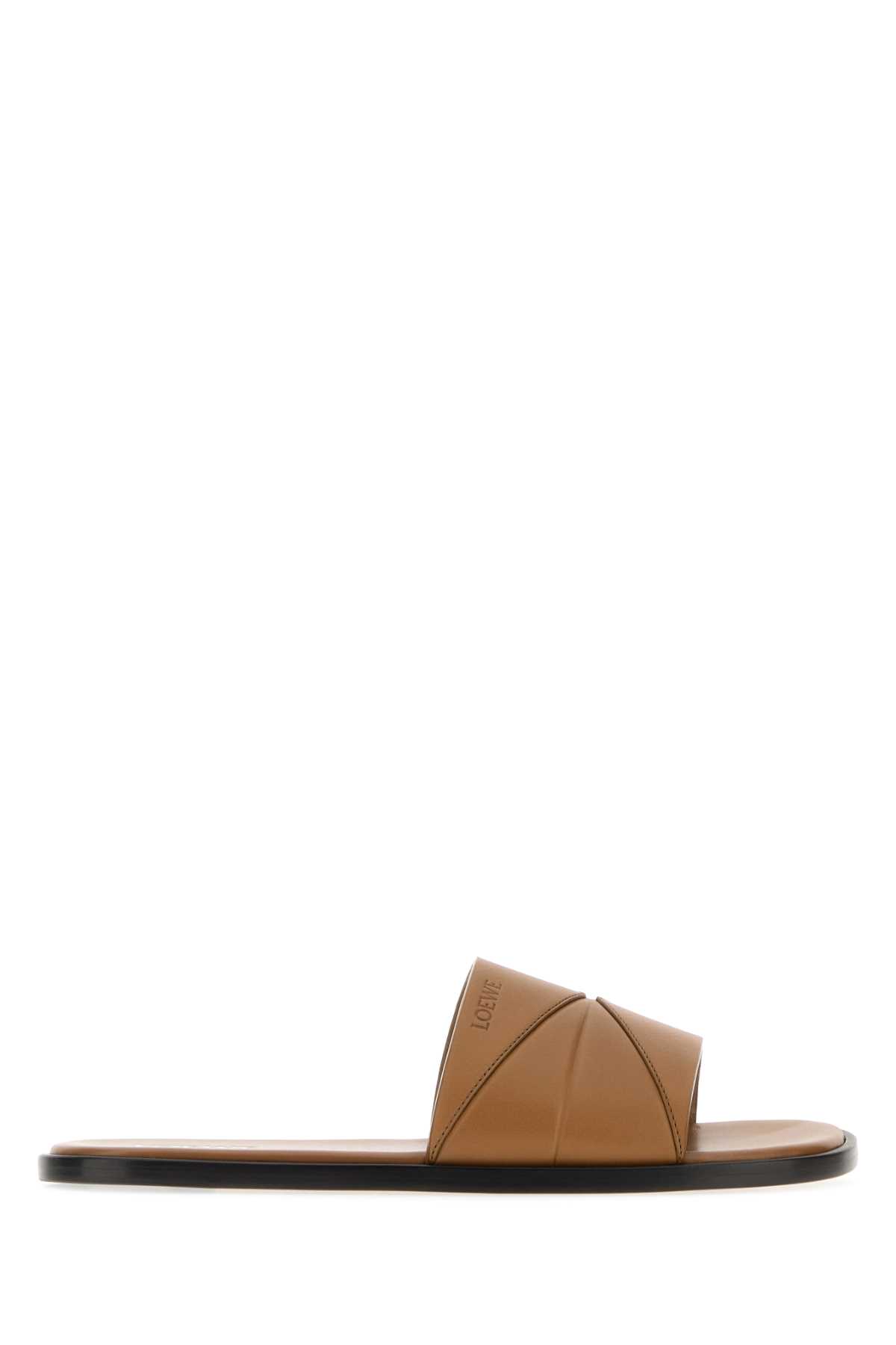 Loewe Camel Leather Slippers