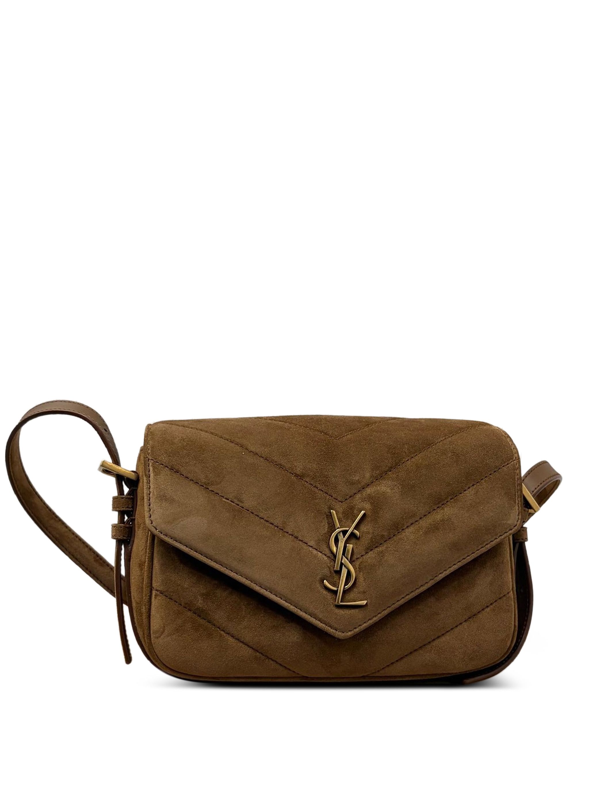 Saint Laurent Camel Suede Loulou Toy Crossbody Bag
