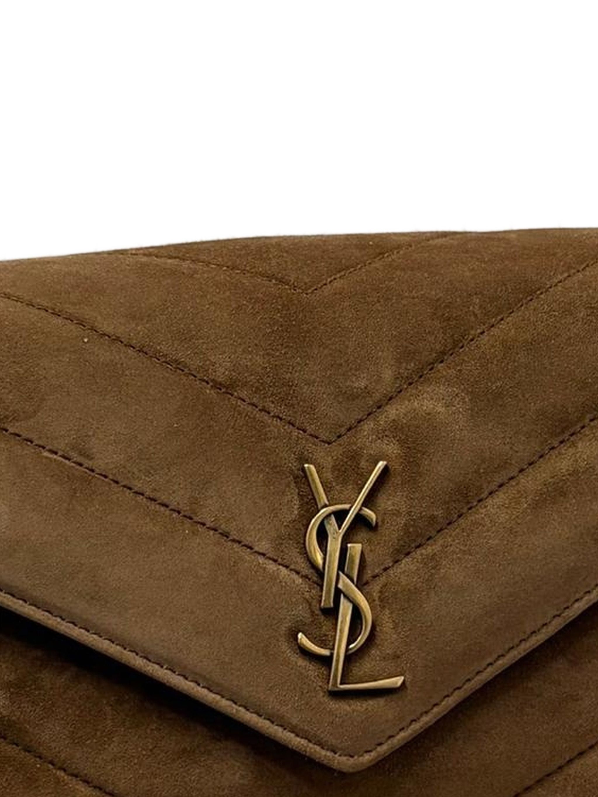 Saint Laurent Camel Suede Loulou Toy Crossbody Bag