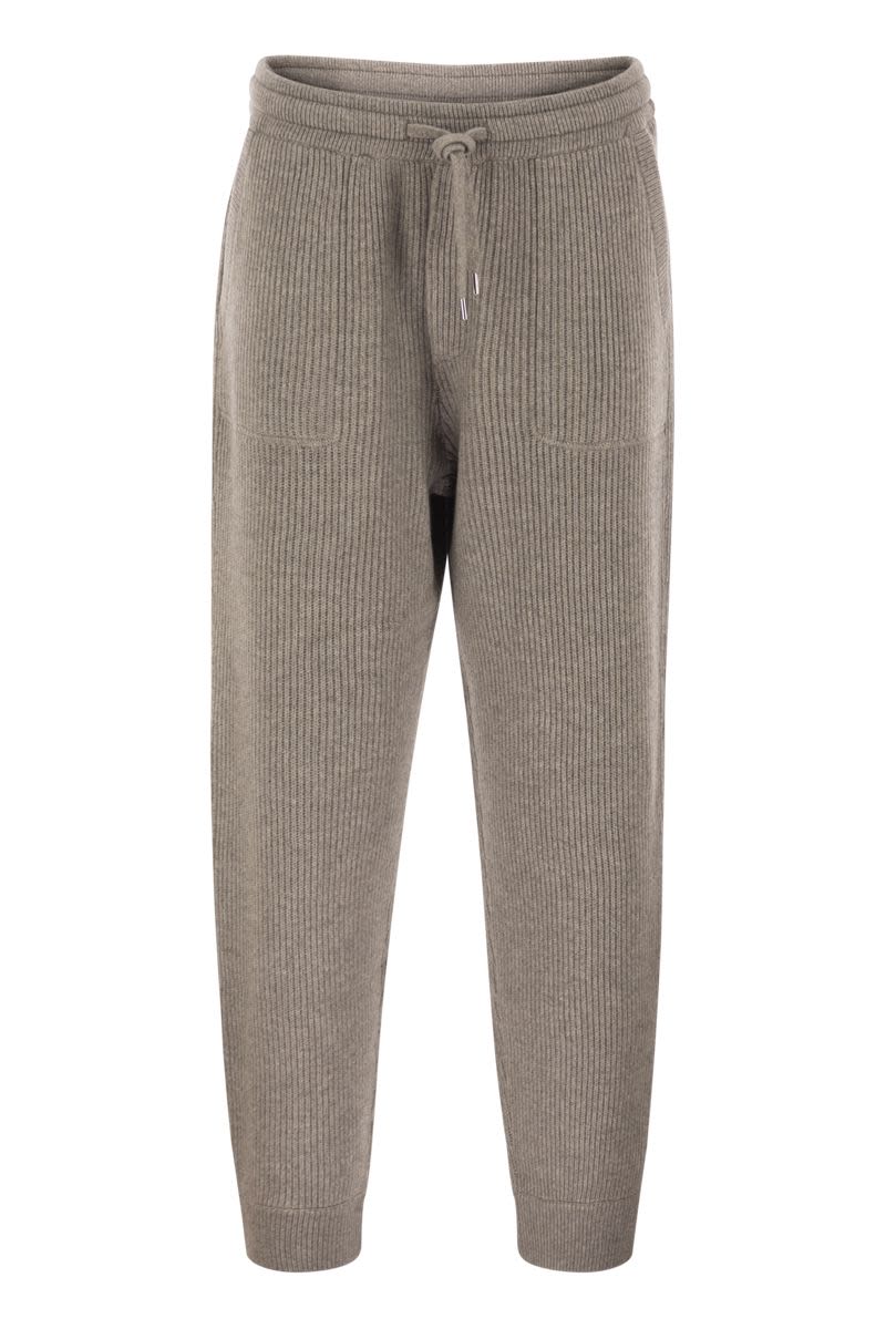 Brunello Cucinelli Cashmere Rib Knit Joggers With Drawstrin
