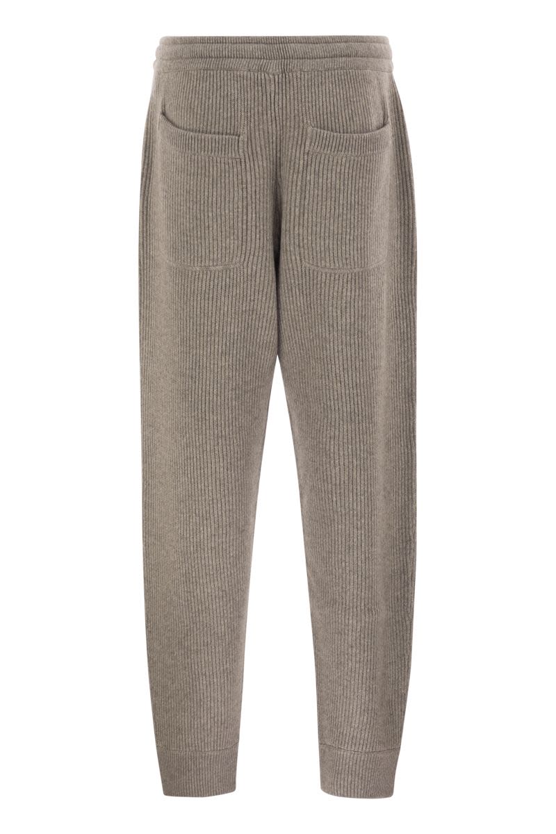Brunello Cucinelli Cashmere Rib Knit Joggers With Drawstrin