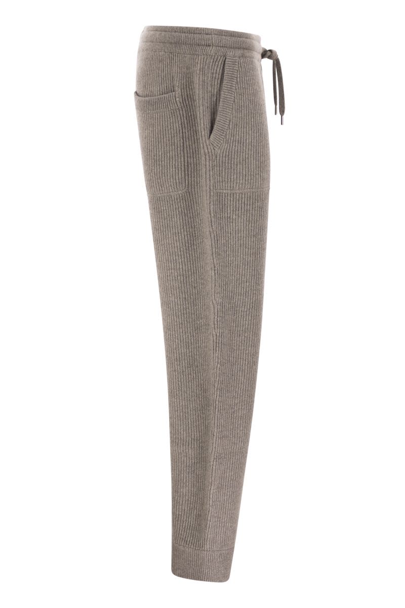 Brunello Cucinelli Cashmere Rib Knit Joggers With Drawstrin