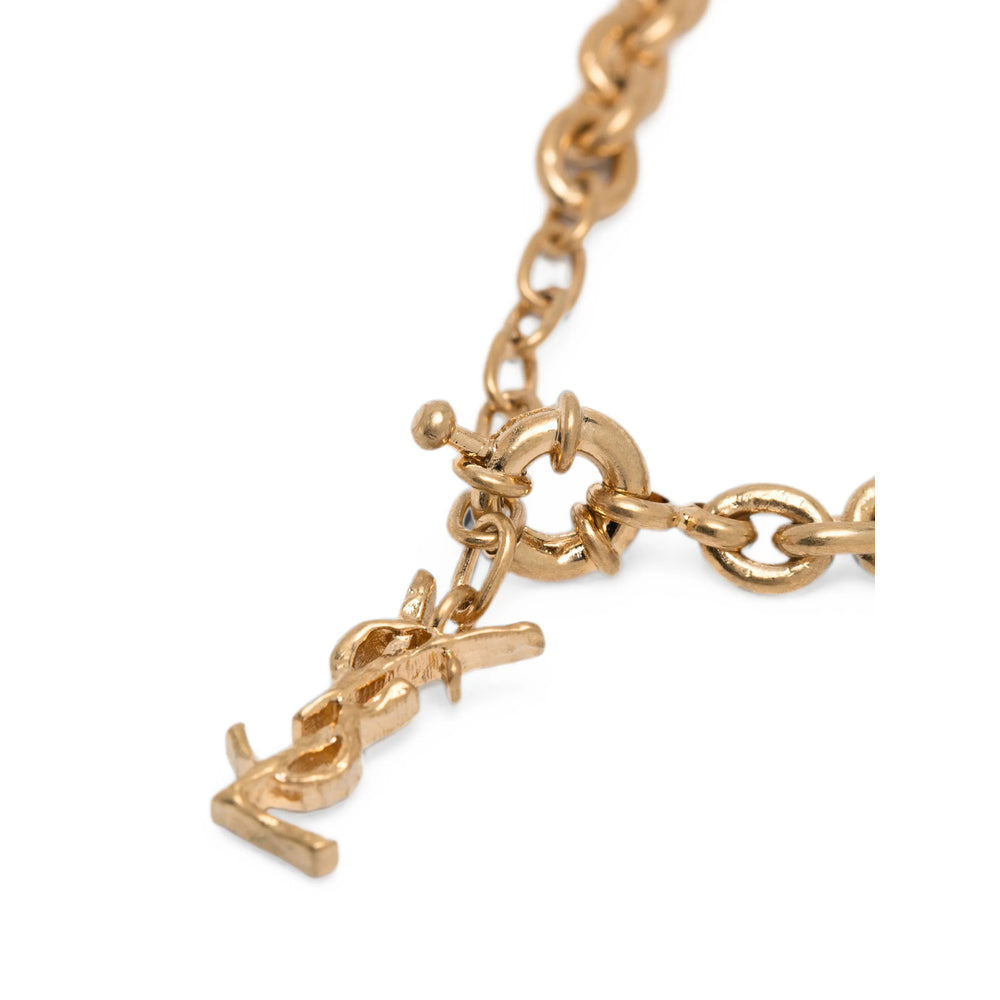 Saint Laurent Cassandre Metal Bracelet With Dove Motif