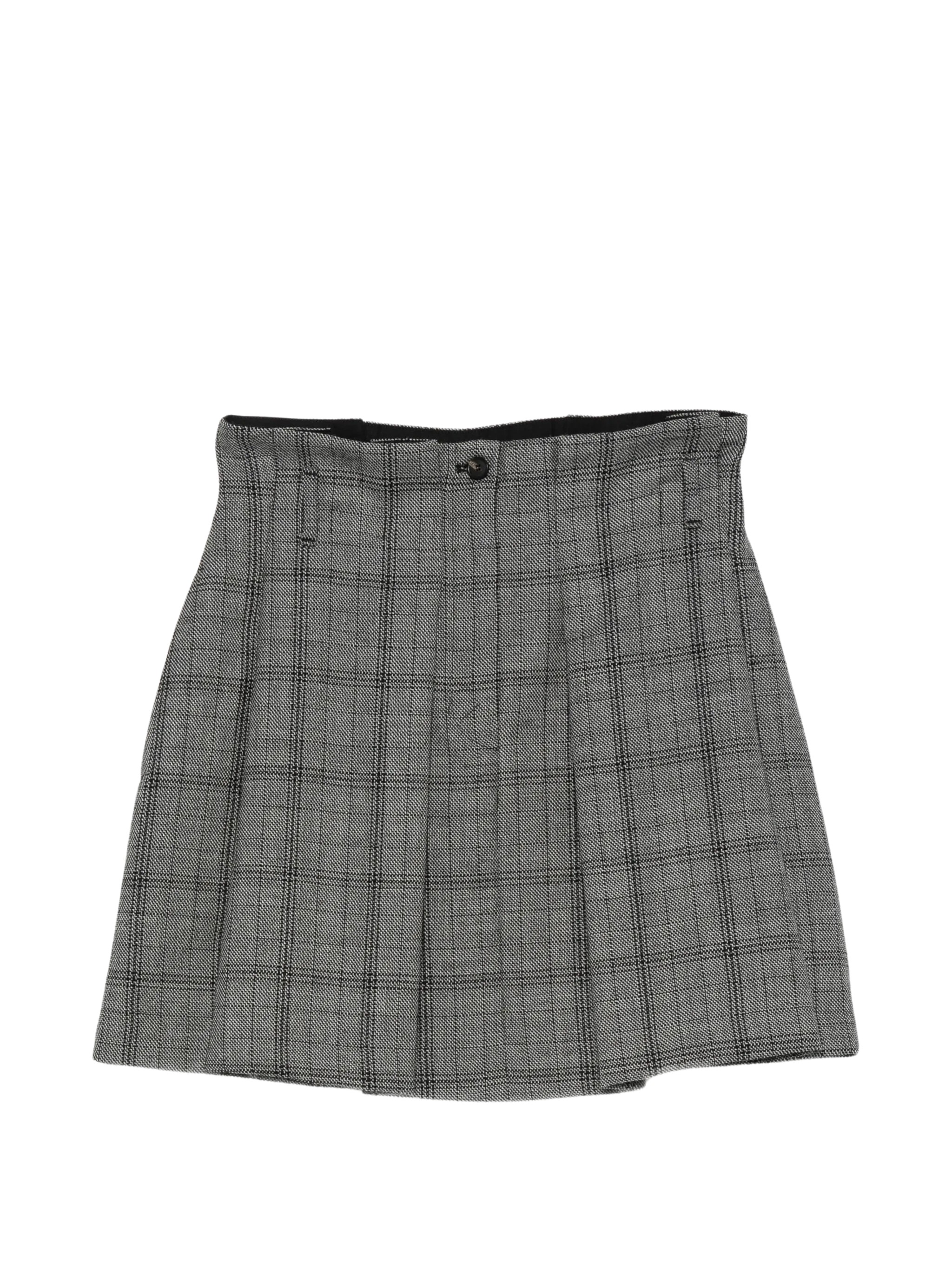 TELA Check-Pattern Pleated Mini Skirt