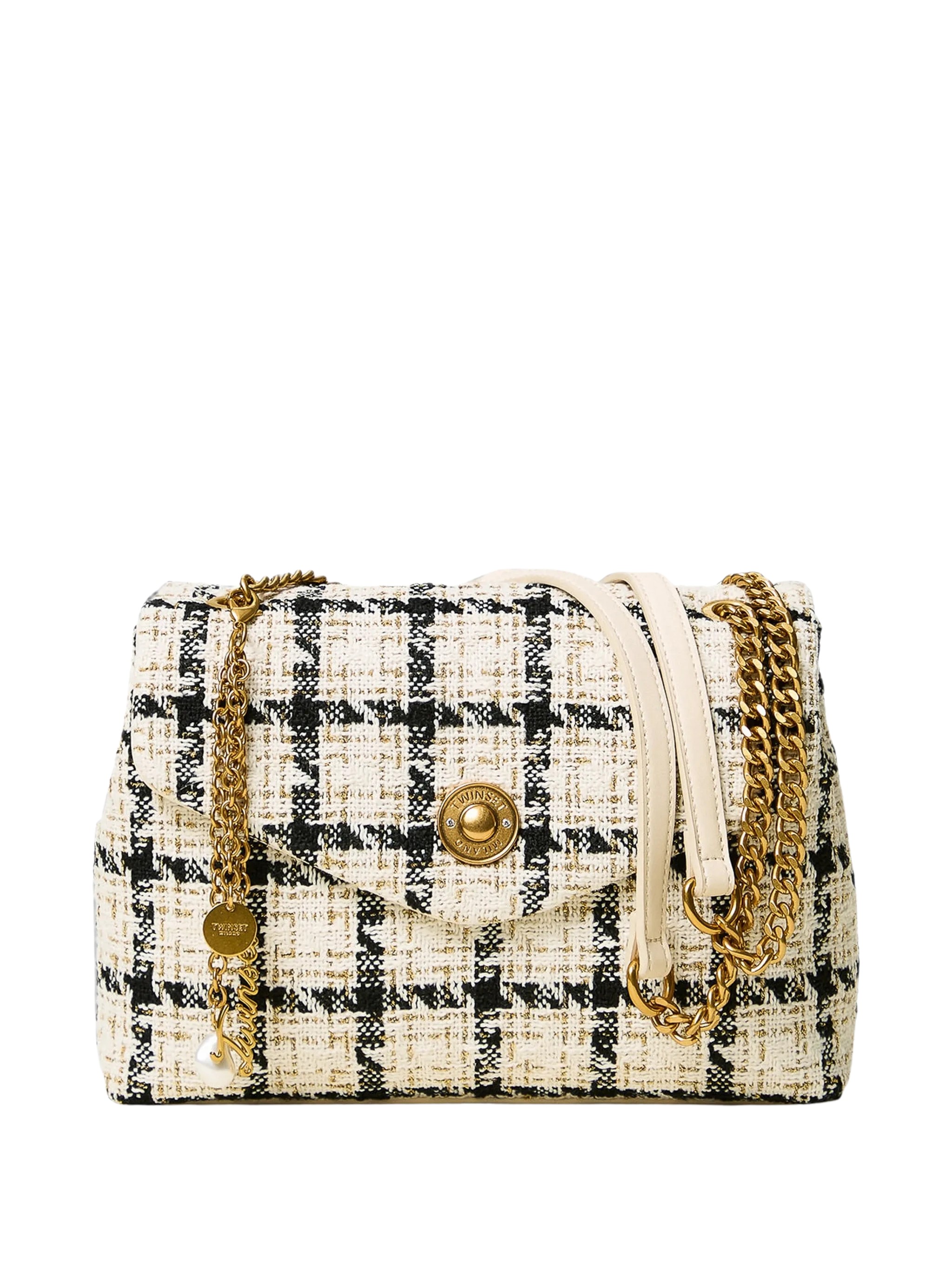 Twin-Set Chequered Bouclé Shoulder Bag