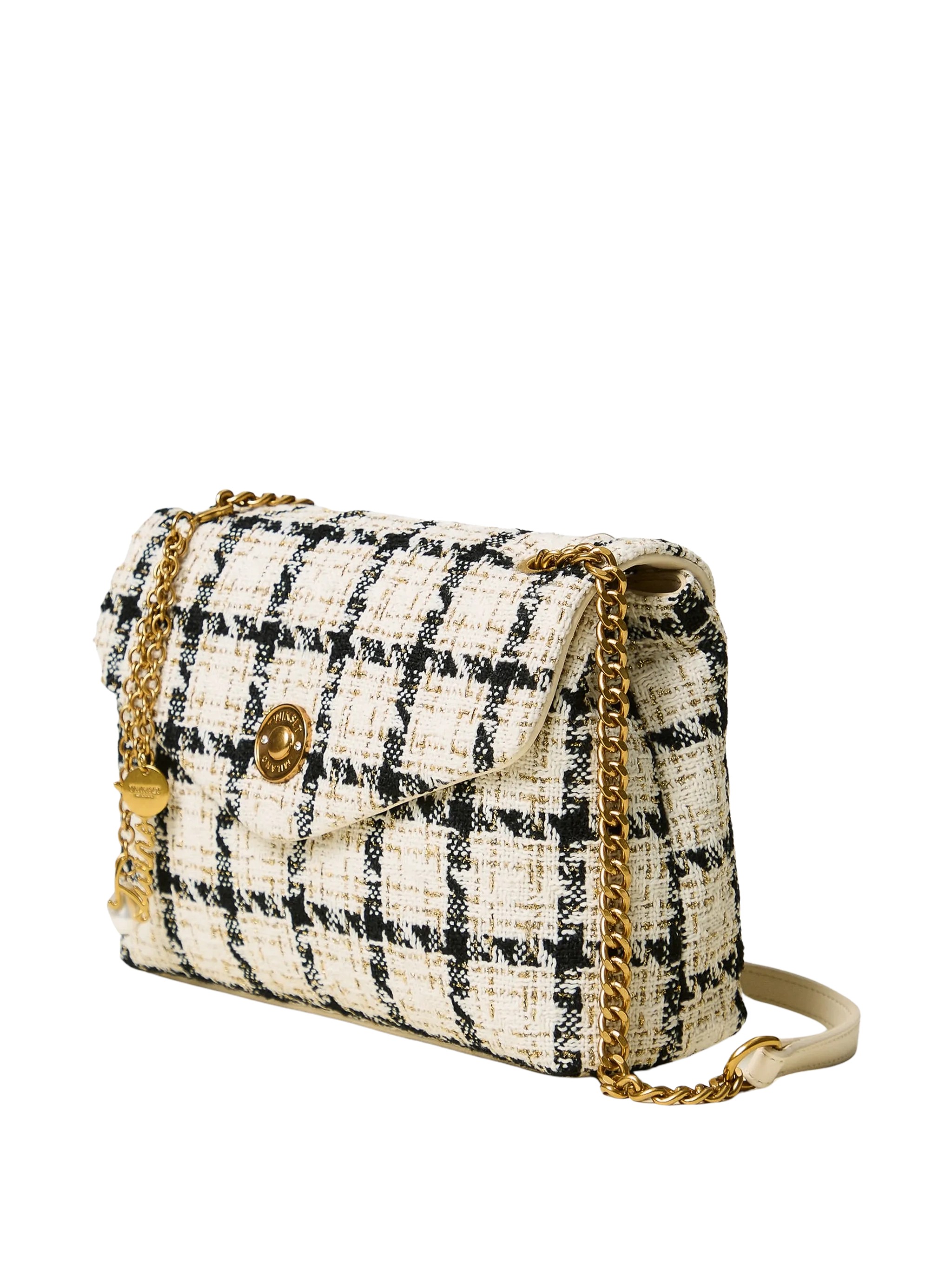 Twin-Set Chequered Bouclé Shoulder Bag