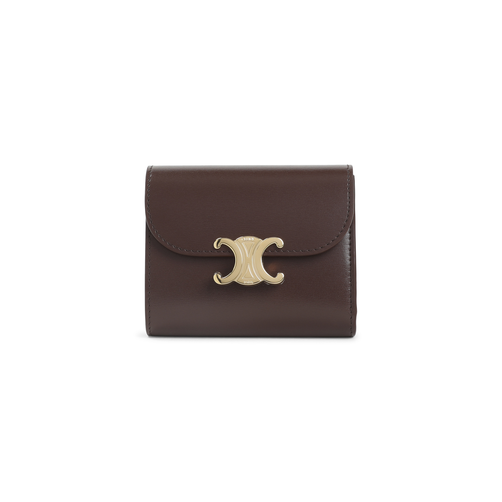 Celine Chestnut Leather Small Flap Wallet
