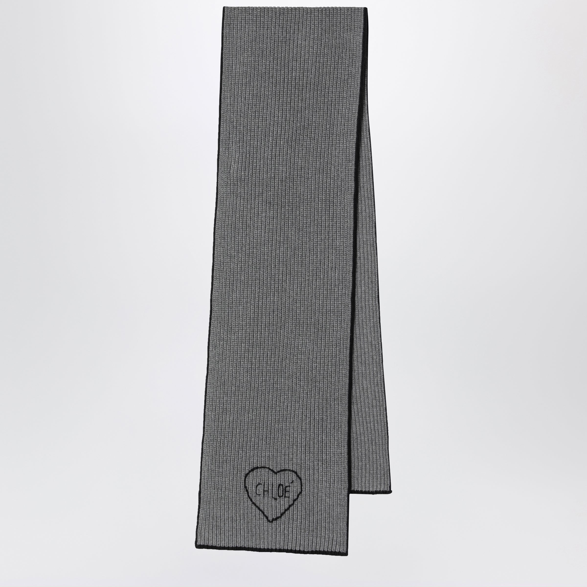 Chloé Gray Mélange Scarf In Wool And Cotton