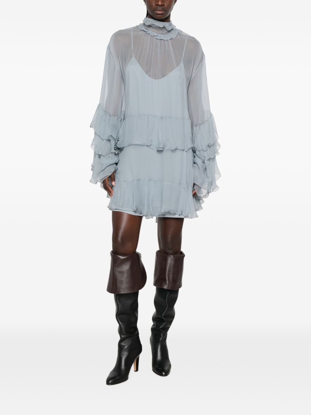 Chloé Ruffled Silk Mousseline Mini Dress