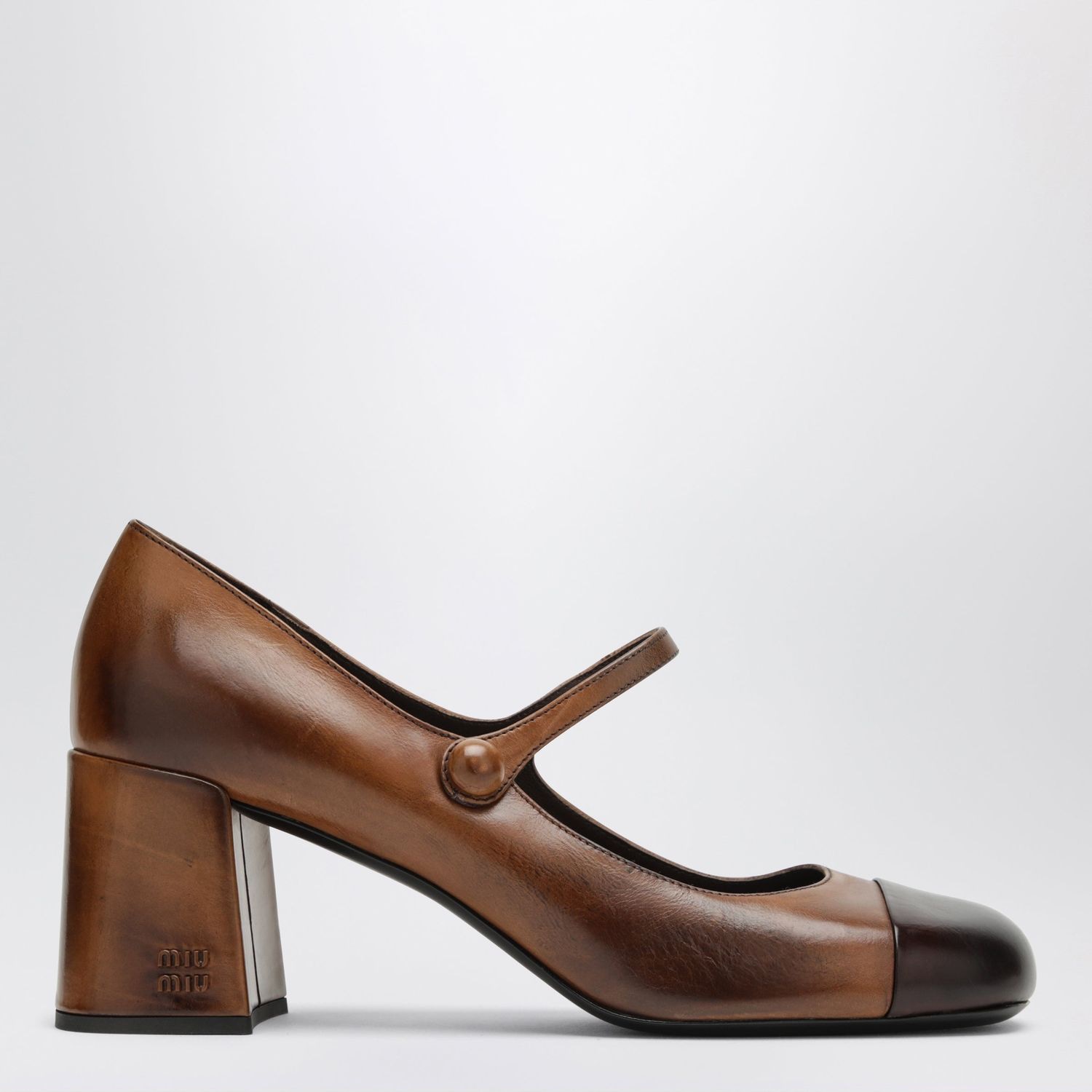 Miu Miu Cognac/Dark Brown Leather Mary Jane Pump