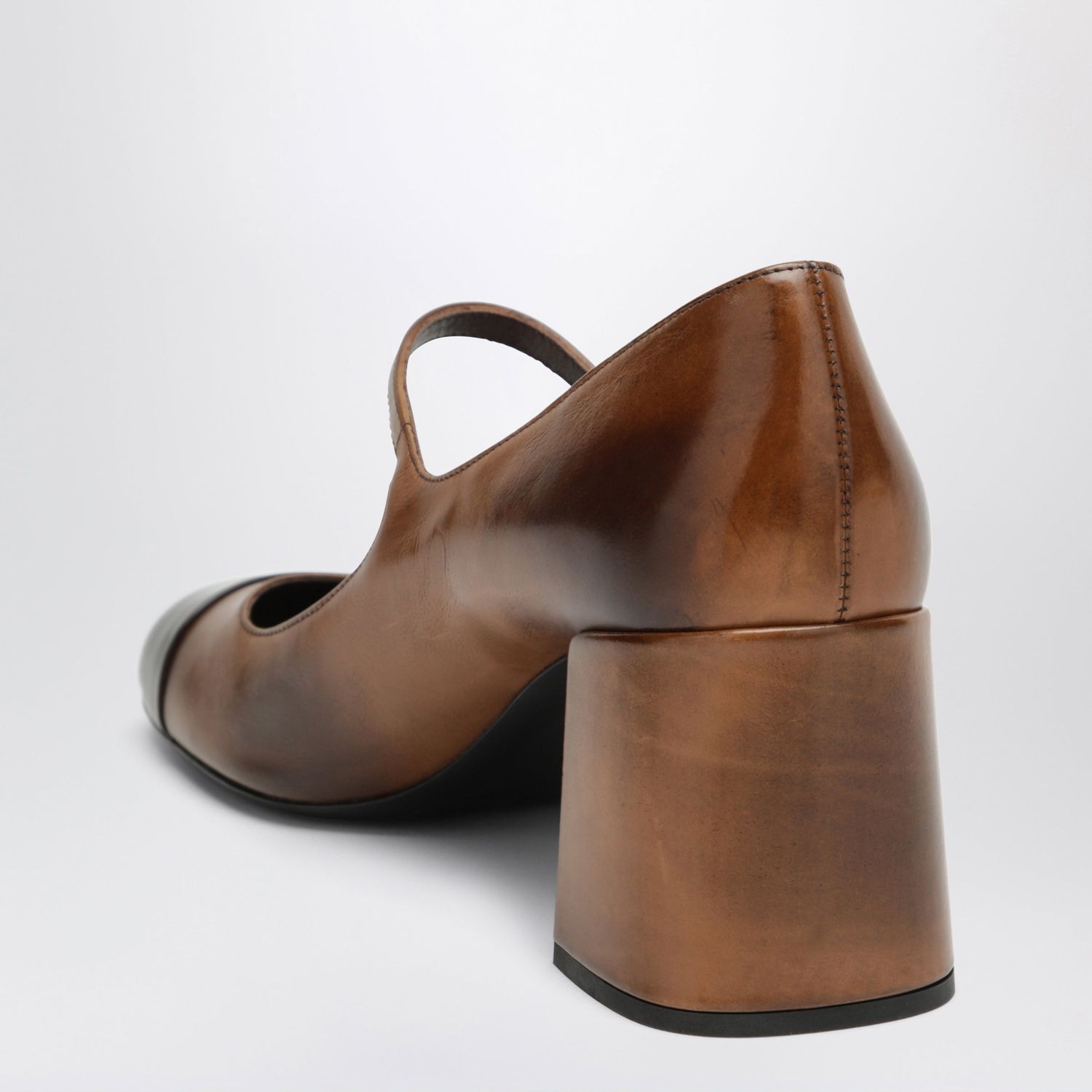 Miu Miu Cognac/Dark Brown Leather Mary Jane Pump