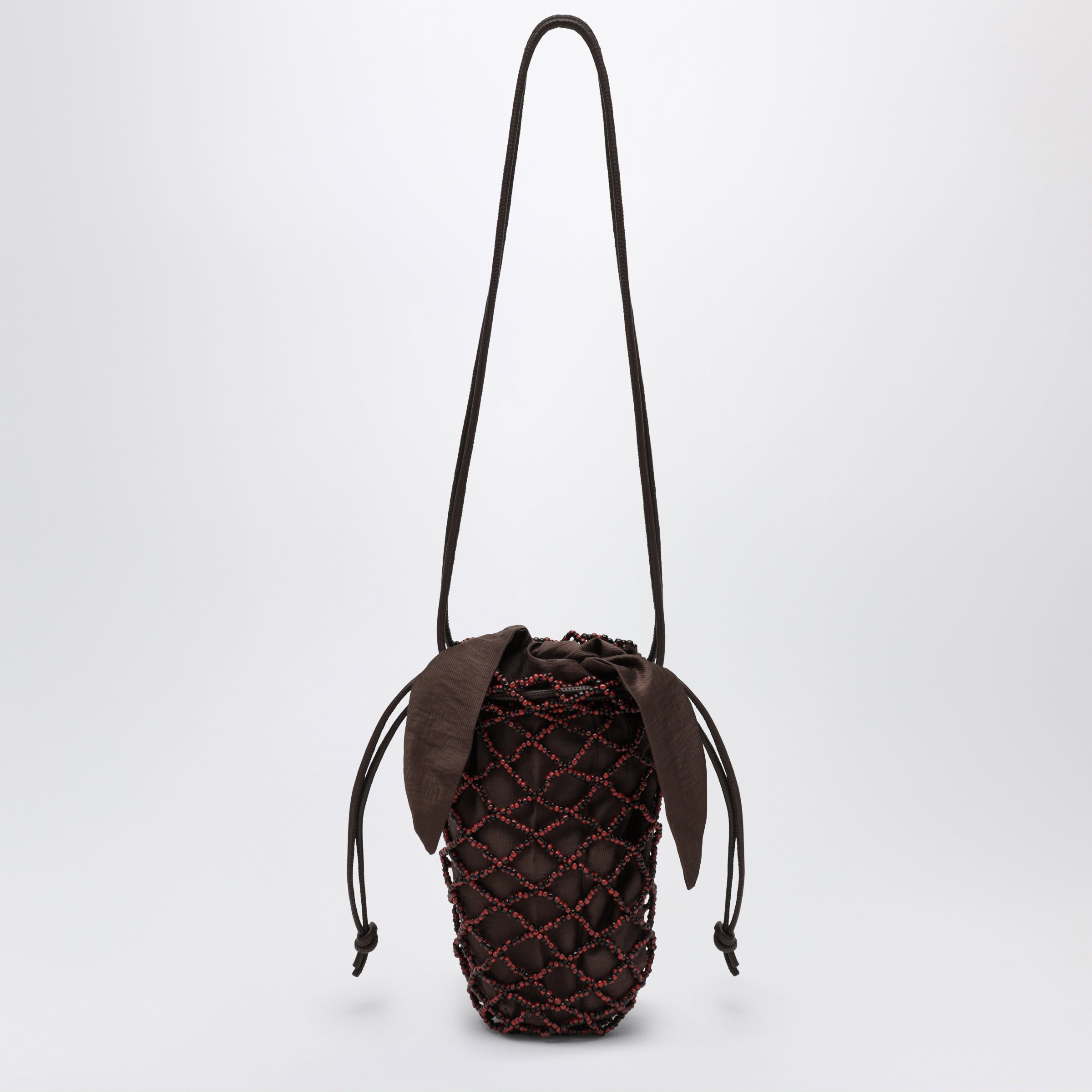 Cordera Brown Beaded Net Bag