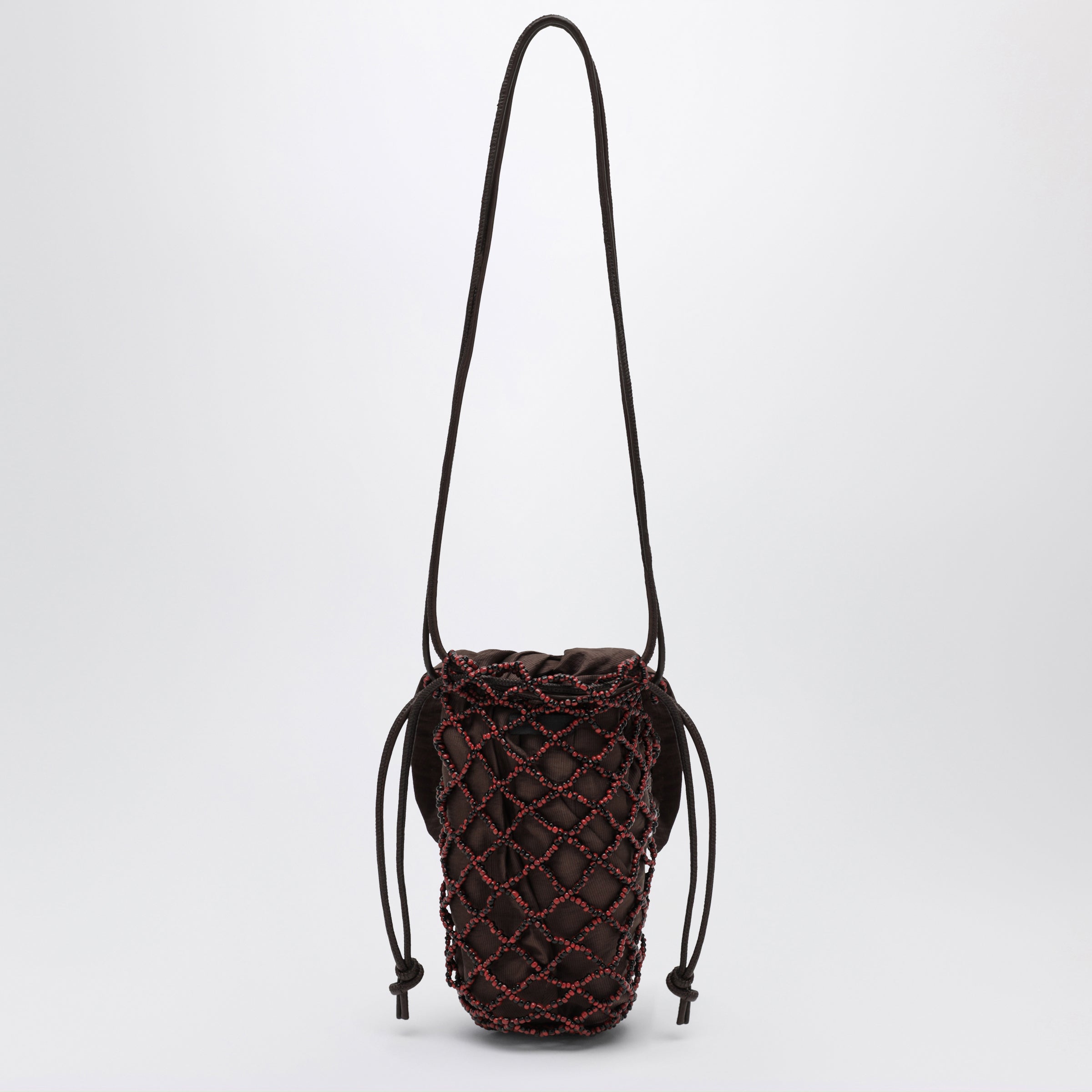 Cordera Brown Beaded Net Bag