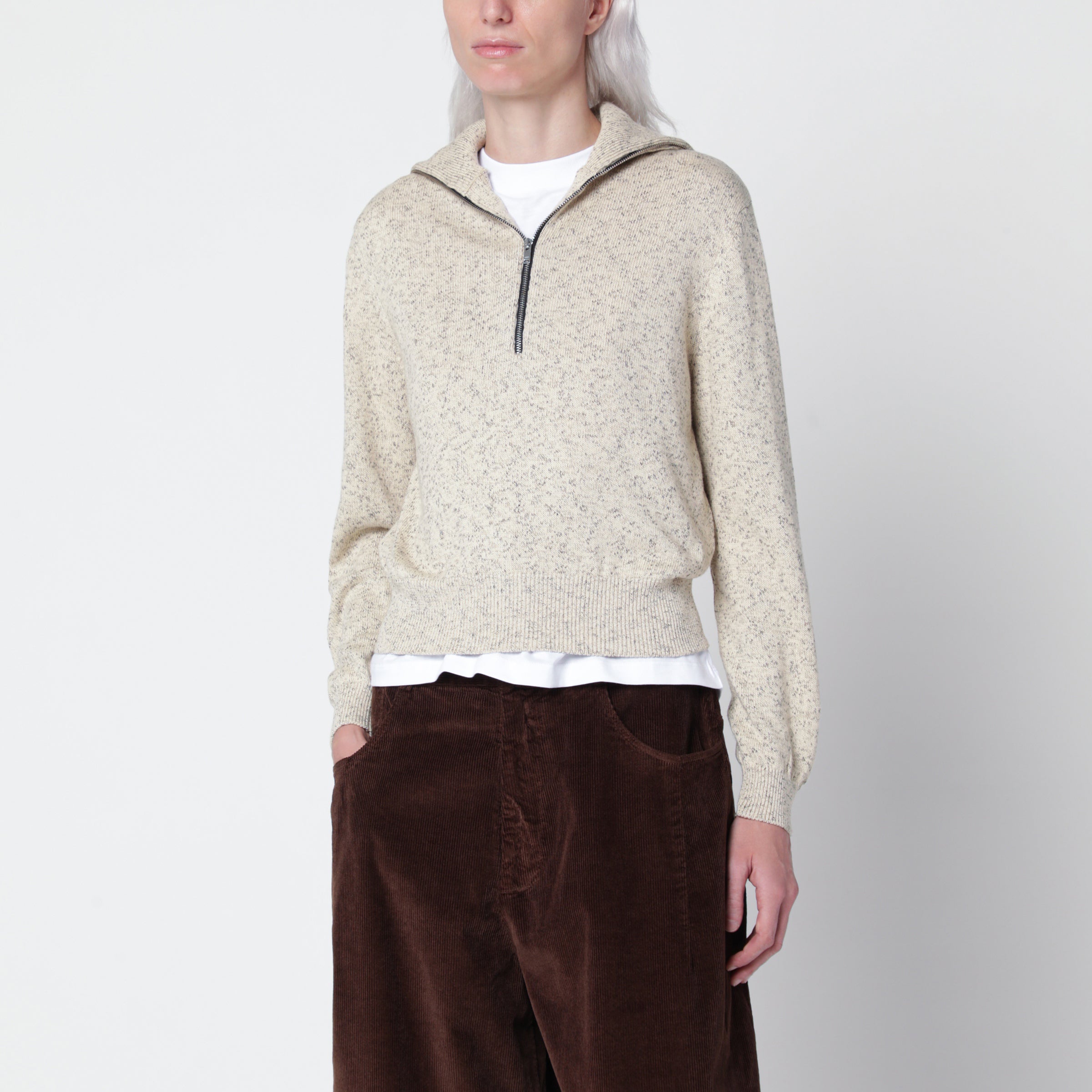 Cordera Mélange Cotton Half-Zip Sweater