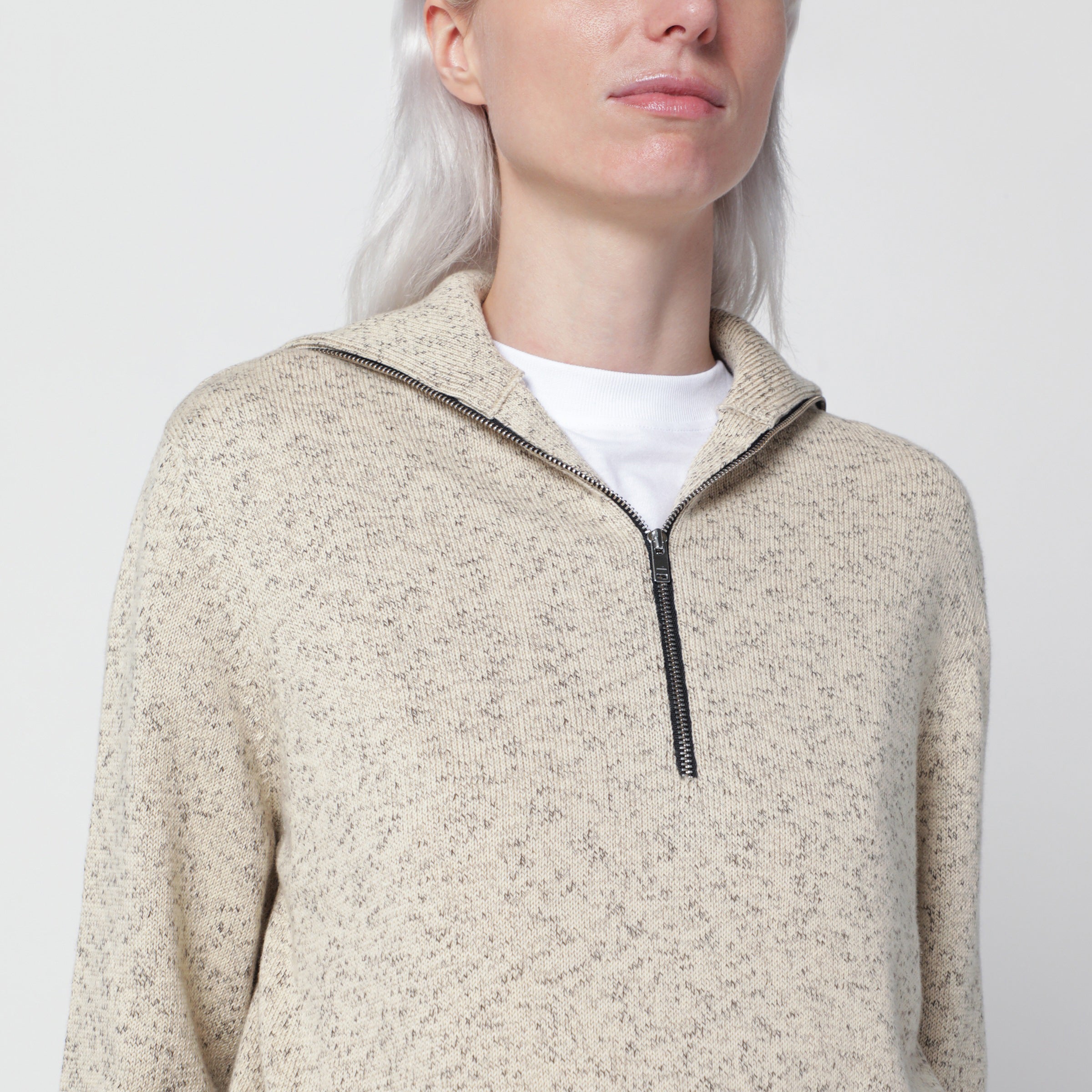 Cordera Mรฉlange Cotton Half-Zip Sweater