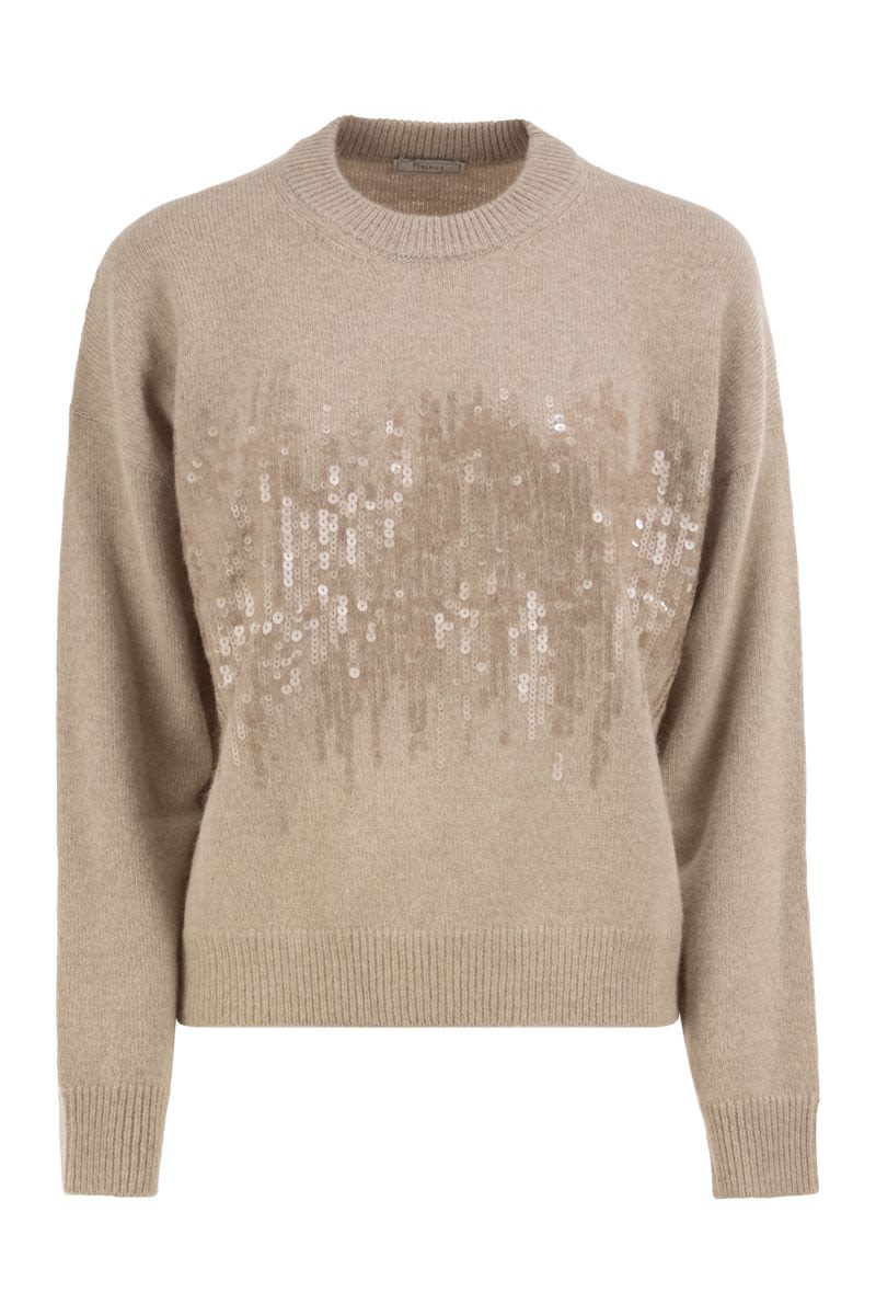 Peserico Crew-Neck Jumper With Sequins In Alpaca 