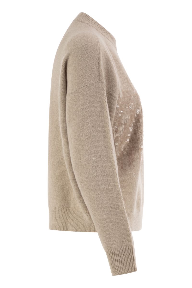 Peserico Crew-Neck Jumper With Sequins In Alpaca 
