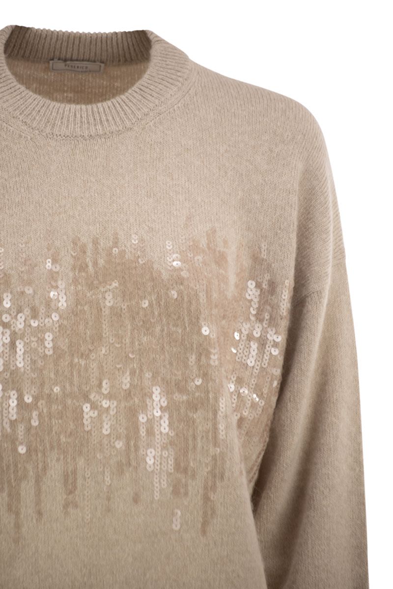Peserico Crew-Neck Jumper With Sequins In Alpaca 