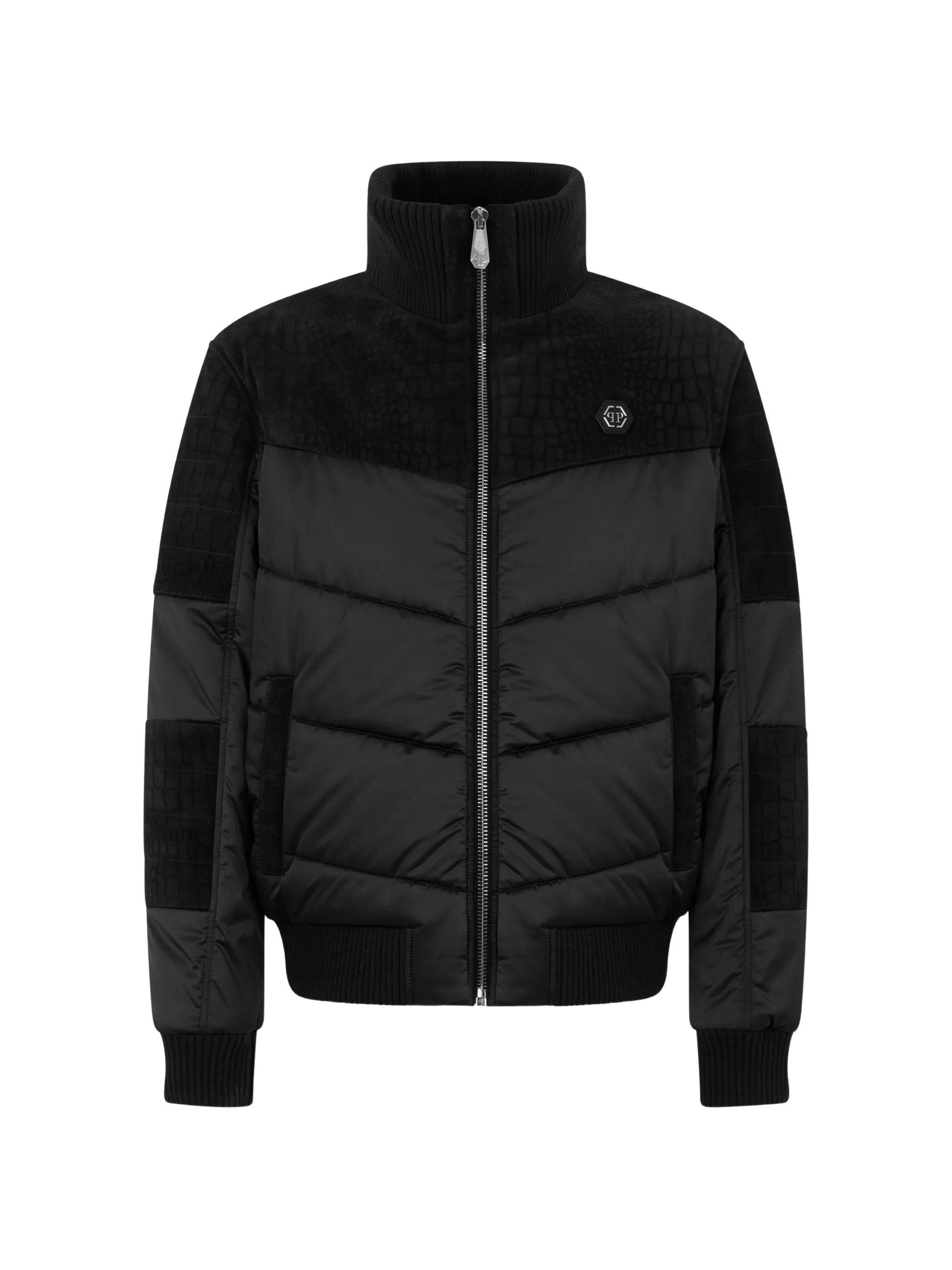 Philipp Plein Crocodile-Effect Panelled Puffer Jacket