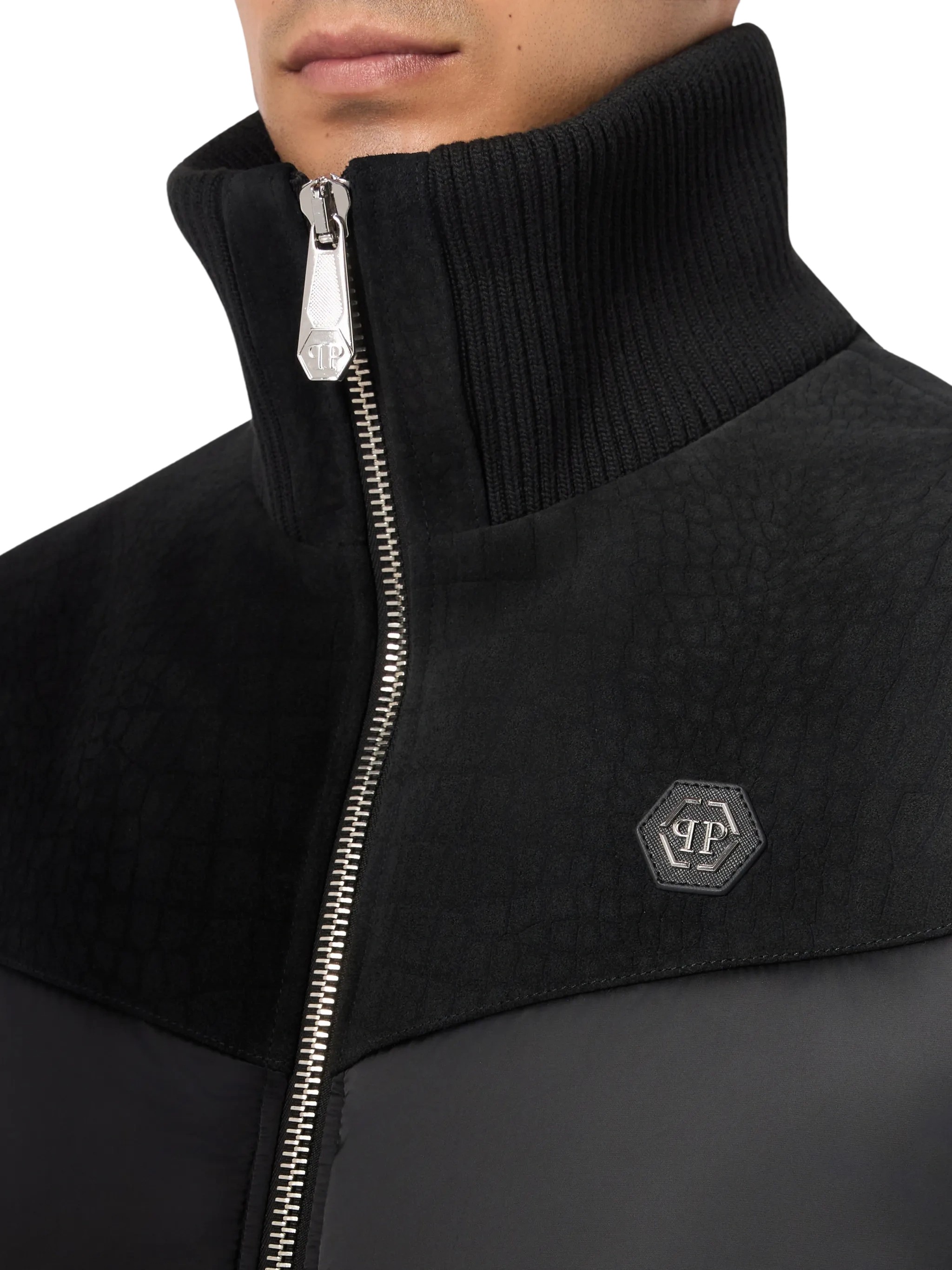 Philipp Plein Crocodile-Effect Panelled Puffer Jacket