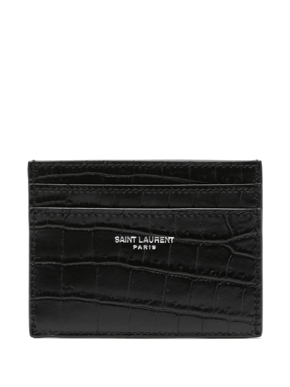 Saint Laurent Crocodile-Embossed Leather Cardholder