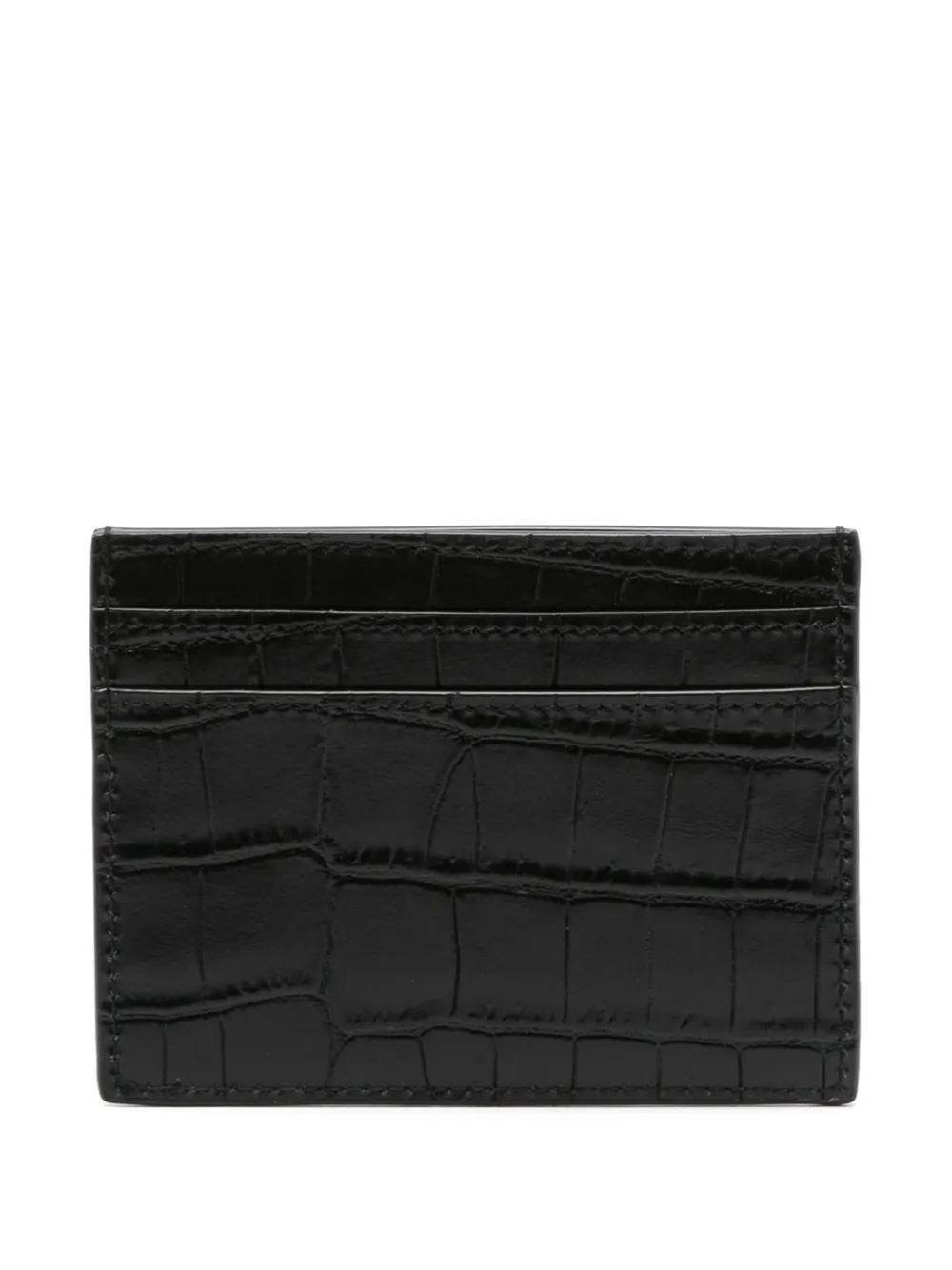 Saint Laurent Crocodile-Embossed Leather Cardholder