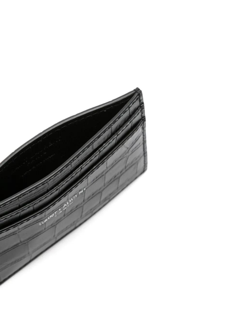 Saint Laurent Crocodile-Embossed Leather Cardholder