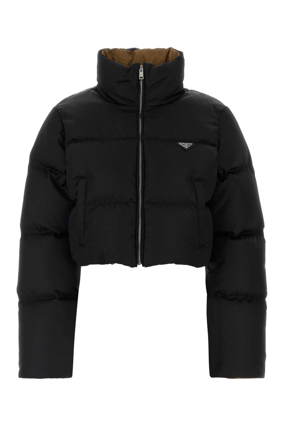 Prada Cropped Fit Stand-Up Collar Down Jacket