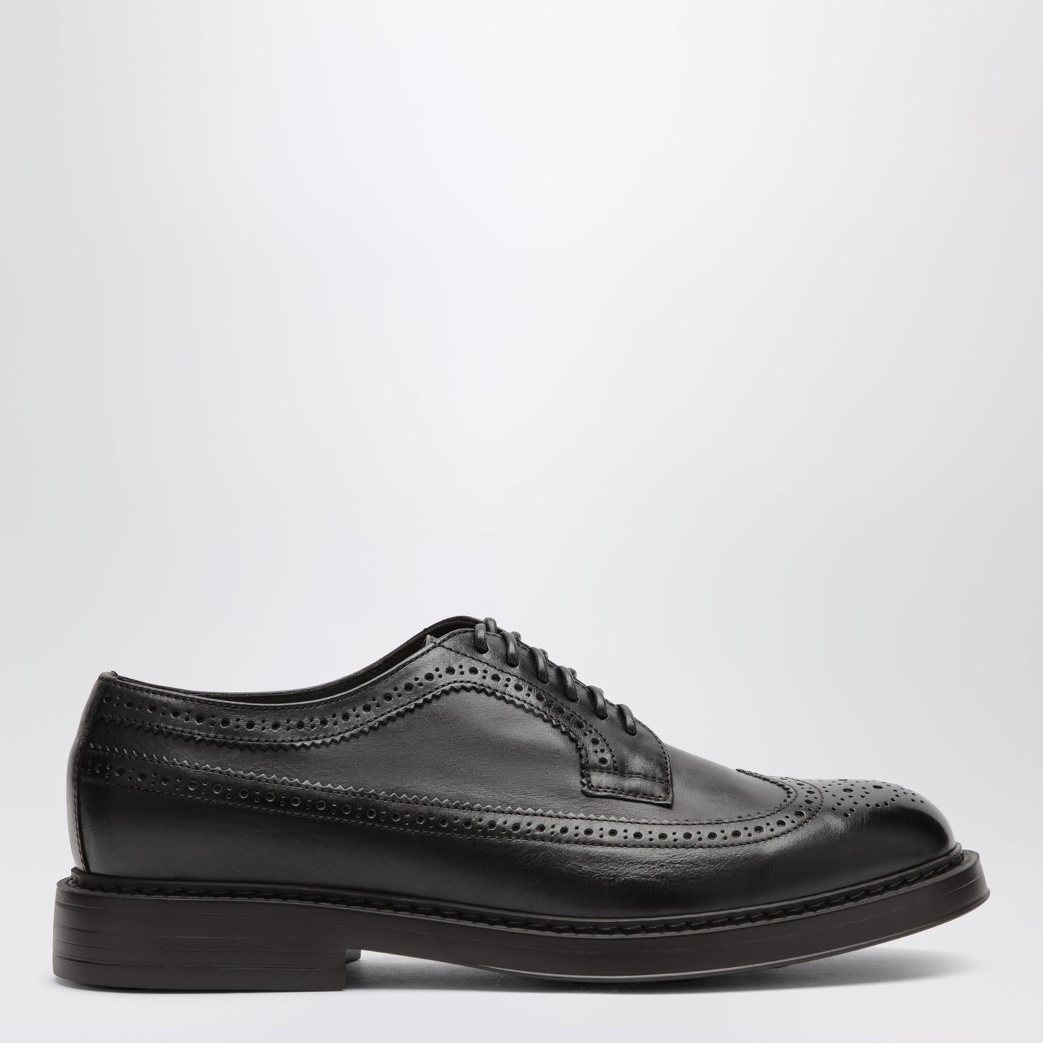 Doucal's Dark Brown Leather Derby Shoes With Brog
