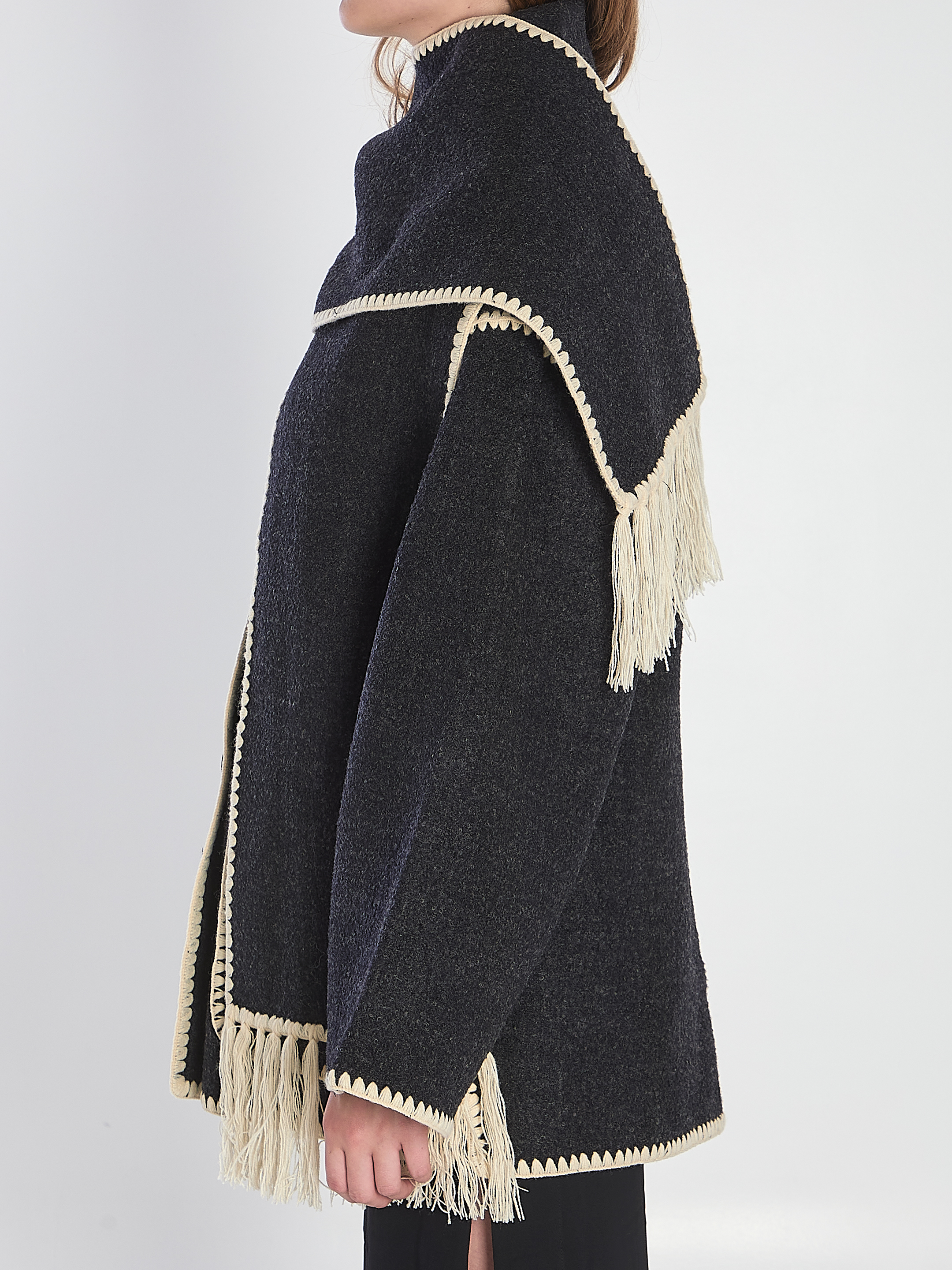 Toteme Dark Grey Mélange Jacket With Scarf