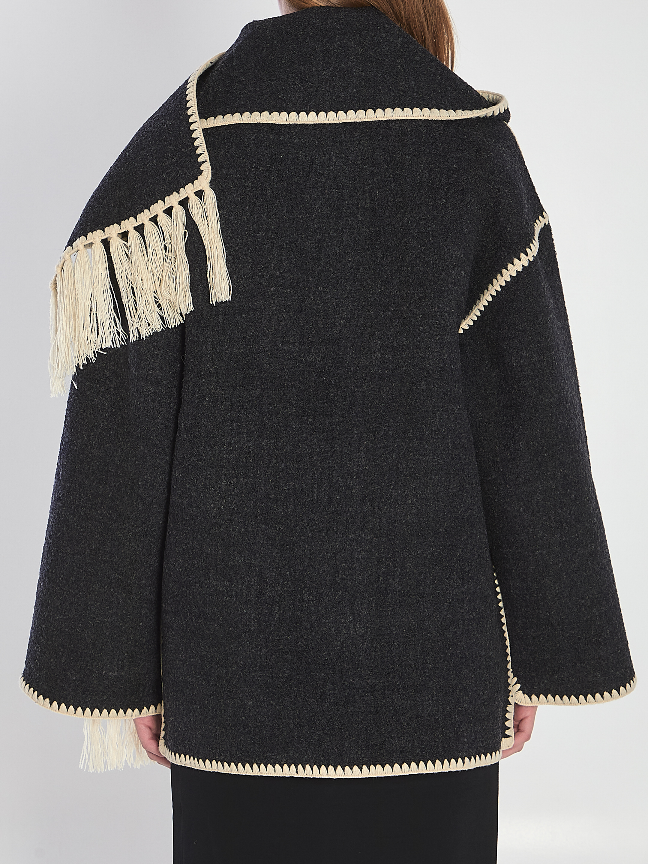 Toteme Dark Grey Mélange Jacket With Scarf