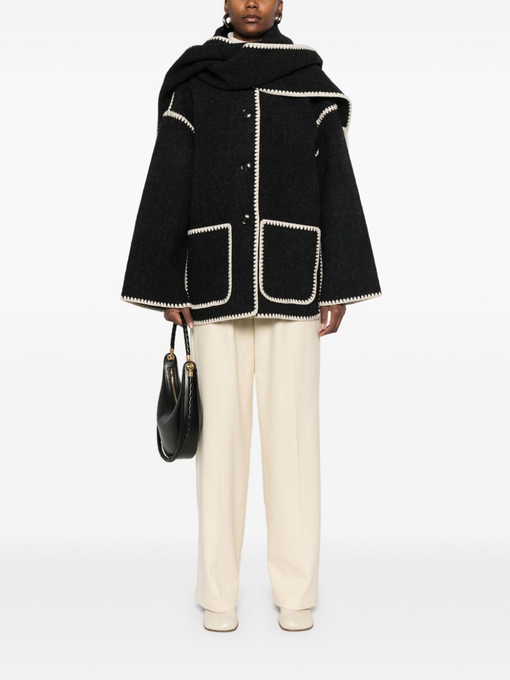 Toteme Dark Grey Mélange Jacket With Scarf