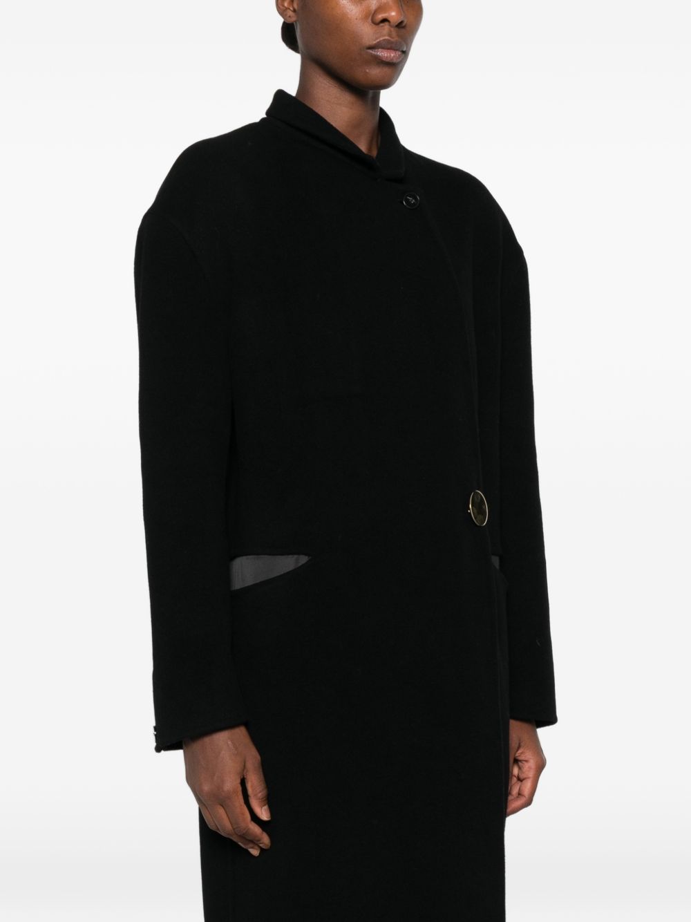 Darkpark Black Wool Cashmere Coat