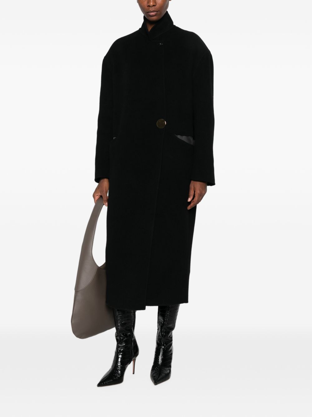 Darkpark Black Wool Cashmere Coat