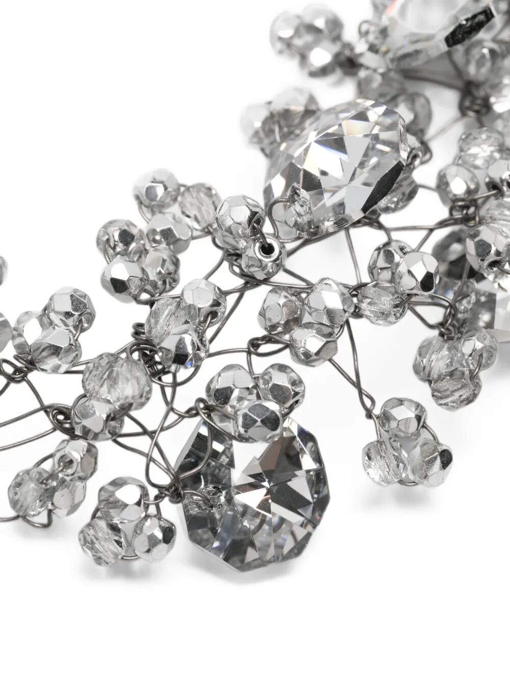 Maria Calderara Diamond Crystal Silver Long Necklace