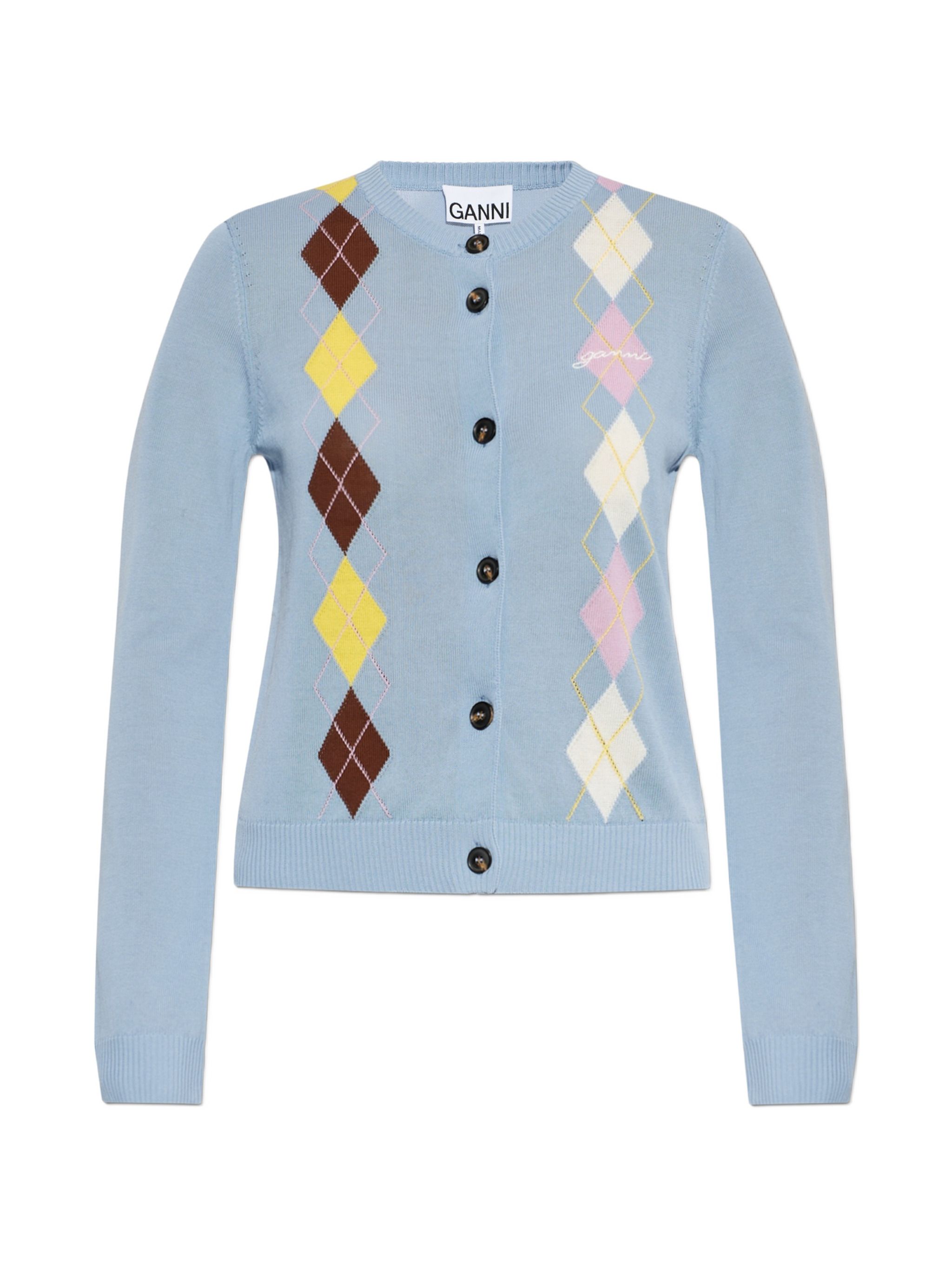 Ganni Diamond-Pattern Cardigan