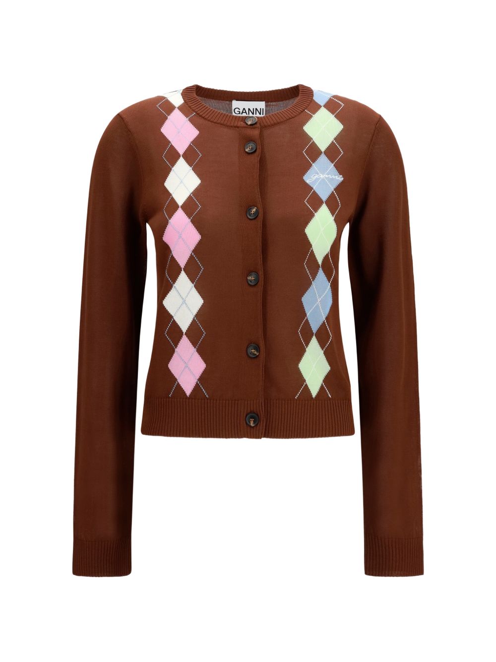 Ganni Diamond-Pattern Cardigan